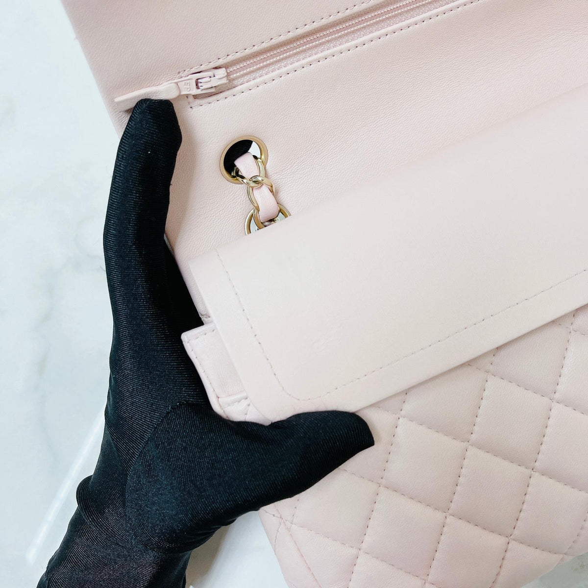 Classic Double Flap Medium Pink lambskin GHW