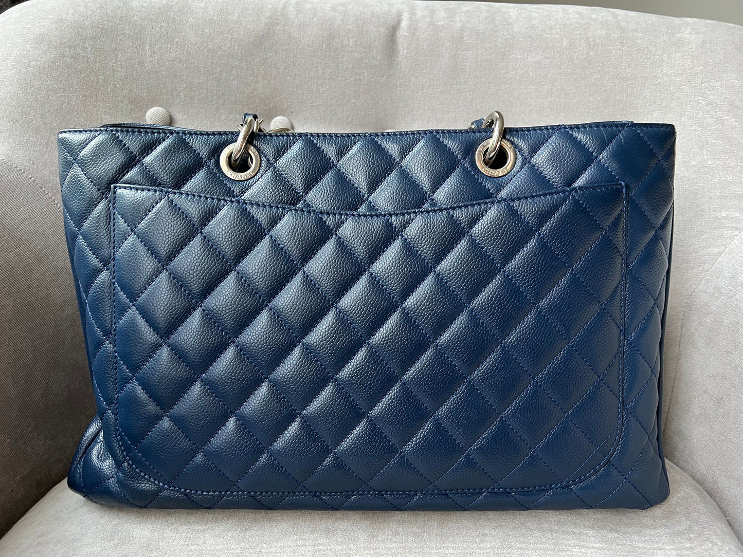 Chanel XL Dark Blue Caviar Grand Shopper Tote