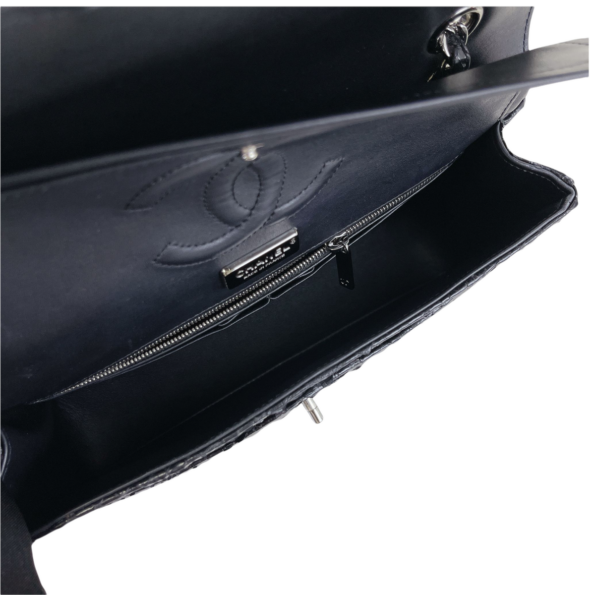 Classic Flap Medium Bag Python Black SHW
