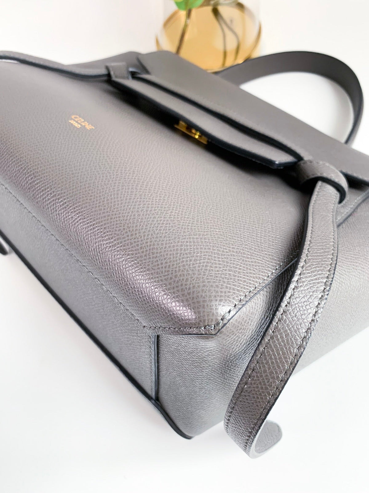Celine Baby Grained Calfskin Micro Belt Bag Grey