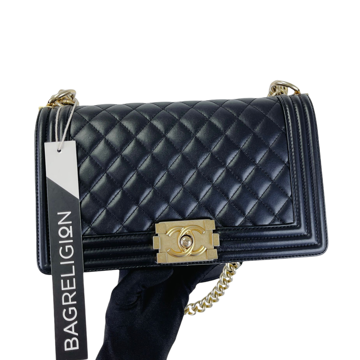 Boy Old Medium Calfskin Black GHW