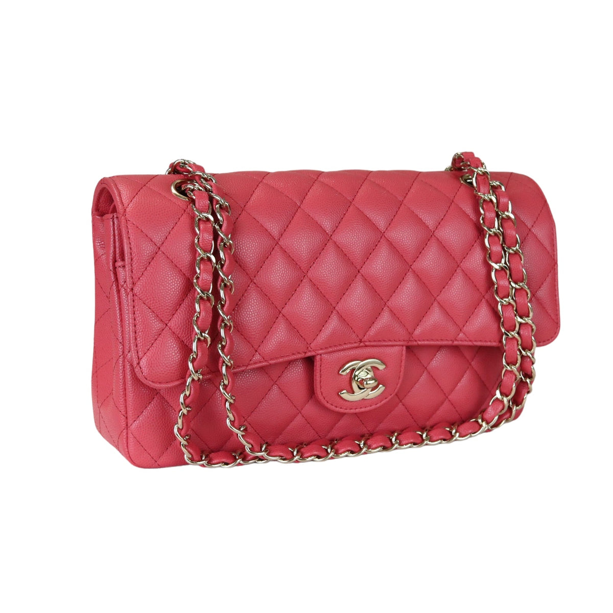 Medium Classic Double Flap Caviar Pink GHW