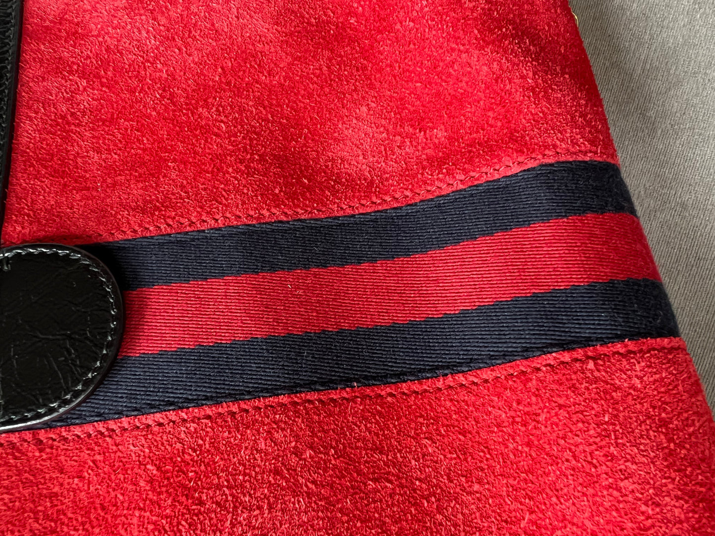 Gucci Red Suede and Black Leather Ophidia Shoulder Bag