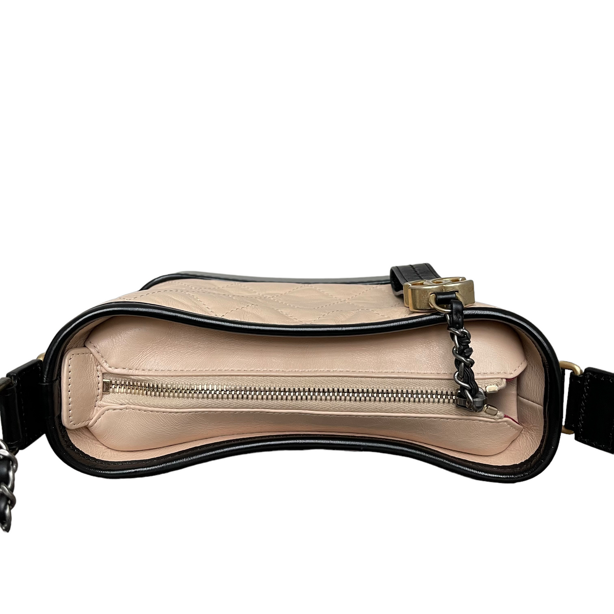 Calfskin Quilted Small Gabrielle Beige Black