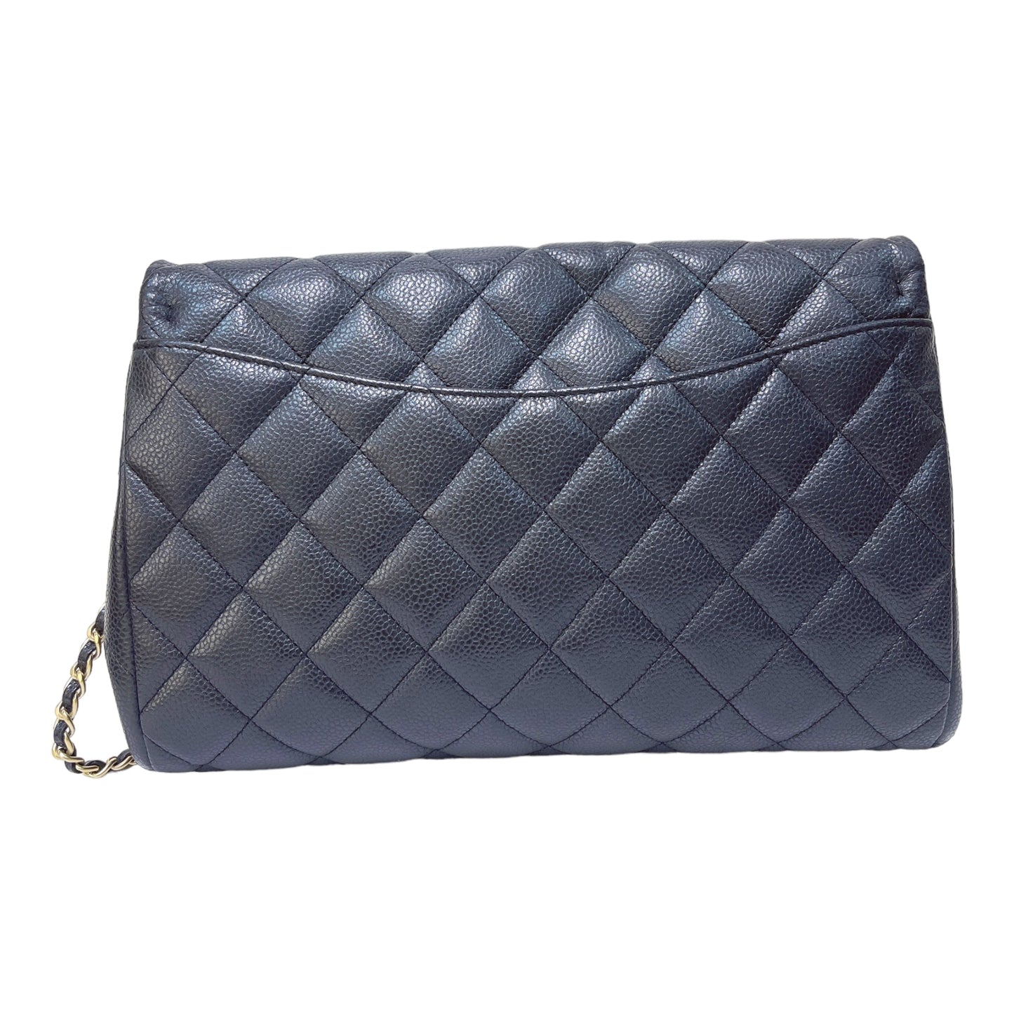 Chanel Quilted Clutch with Chain Lambskin Black Silver Hardware