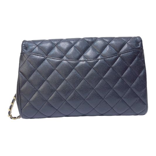 Chanel Quilted Clutch with Chain Lambskin Black Silver Hardware
