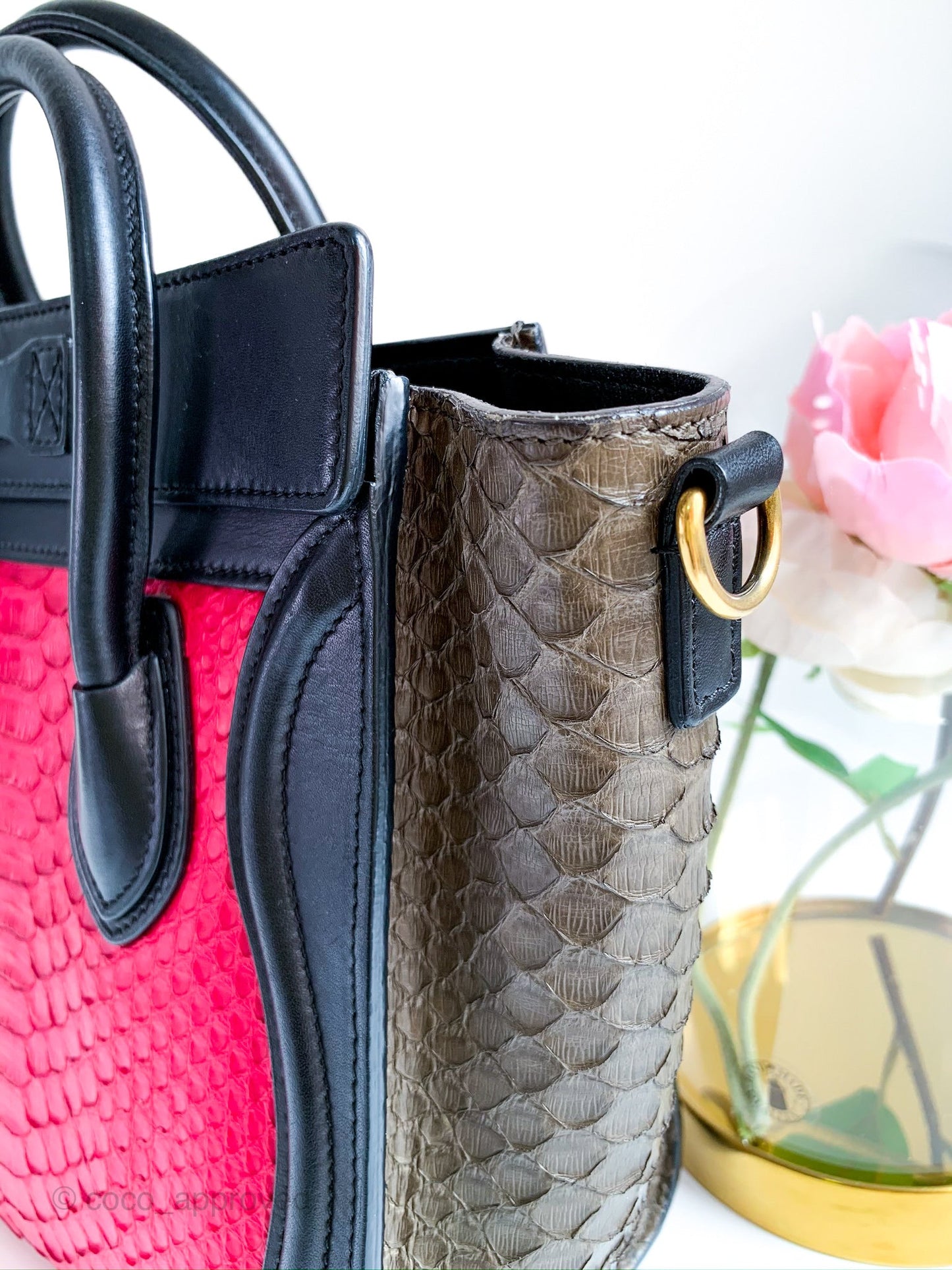 Celine Tri Color Python and Leather Nano Luggage Tote