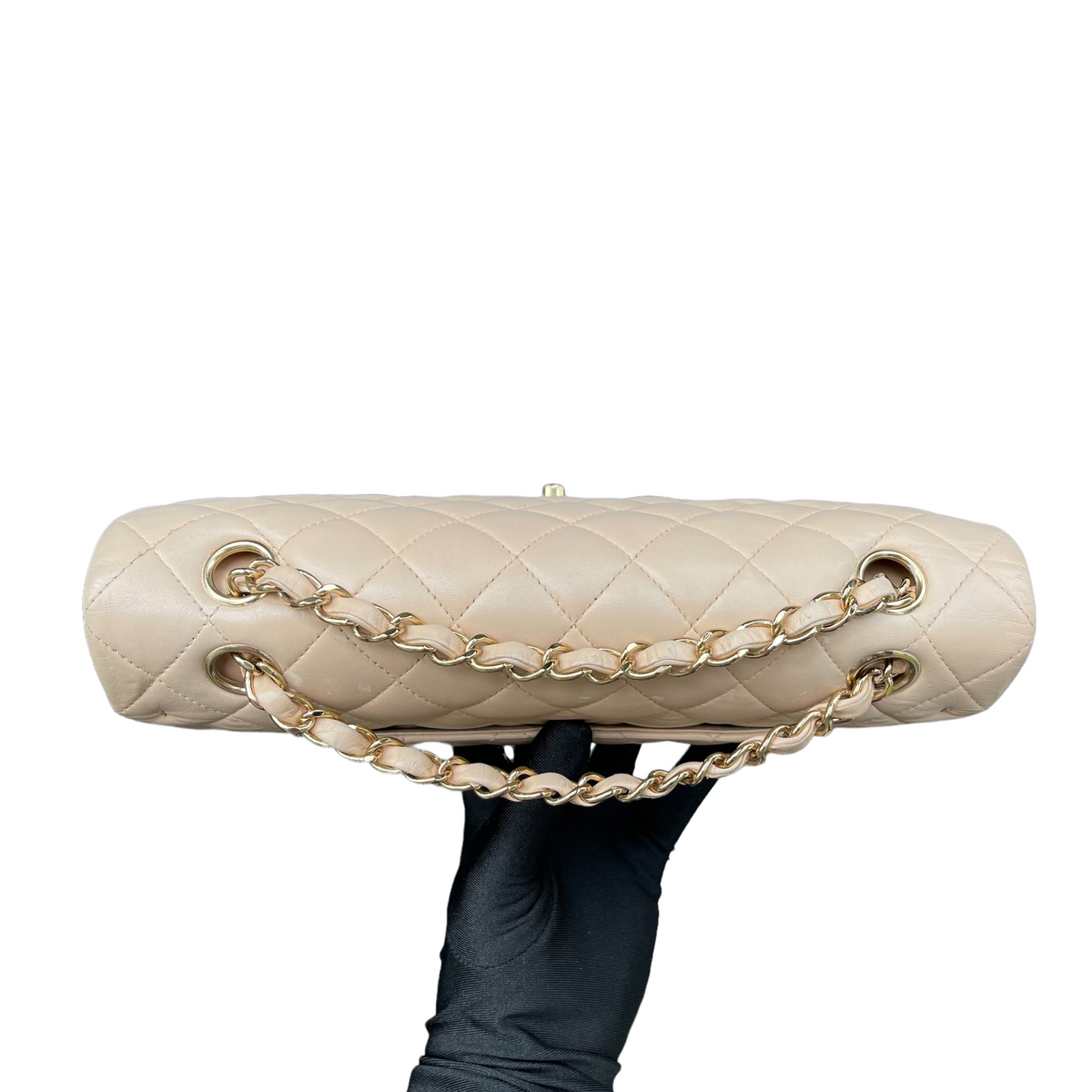 Classic Lambskin Double Flap Medium Beige GHW