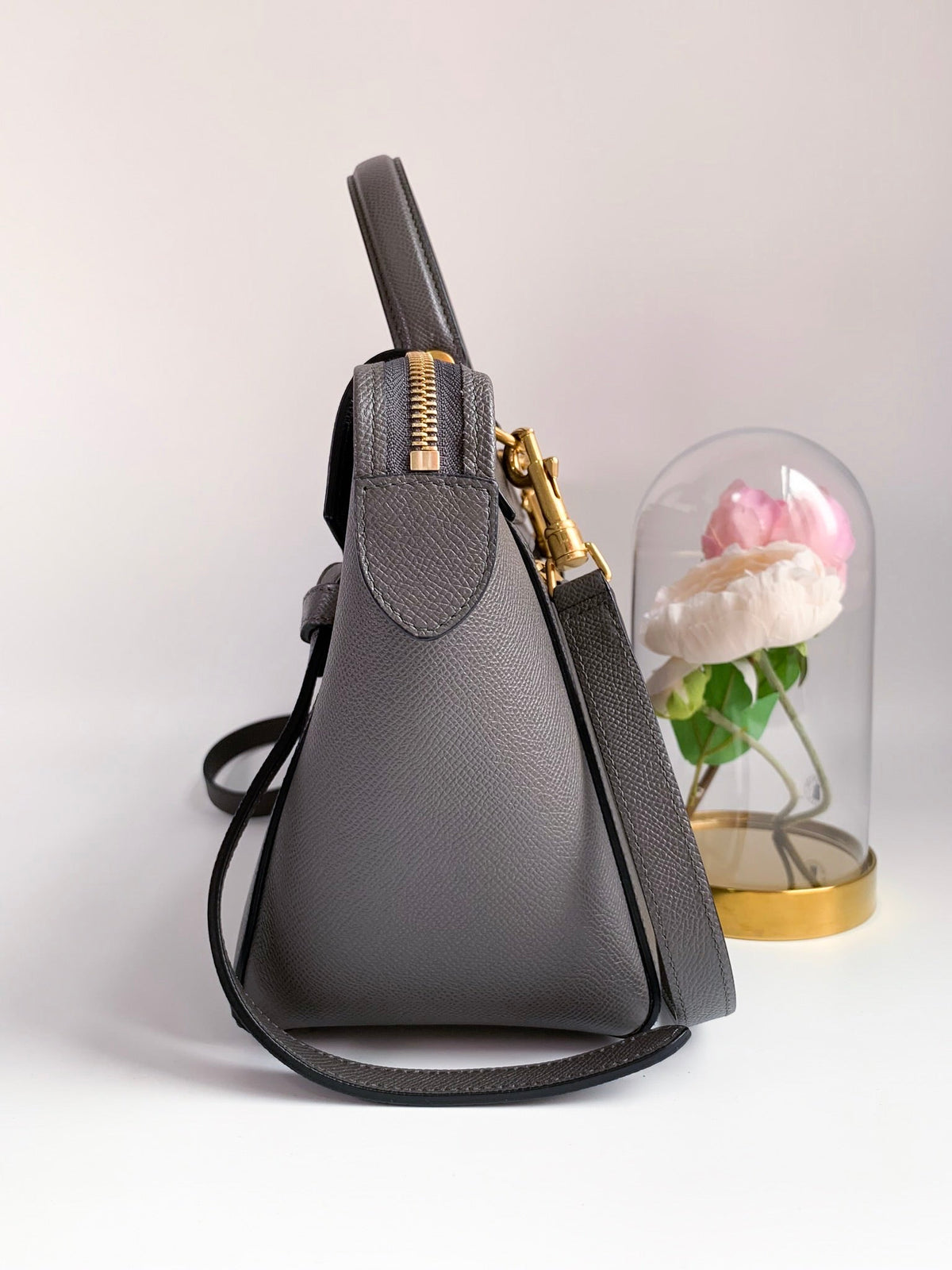 Celine Baby Grained Calfskin Micro Belt Bag Grey
