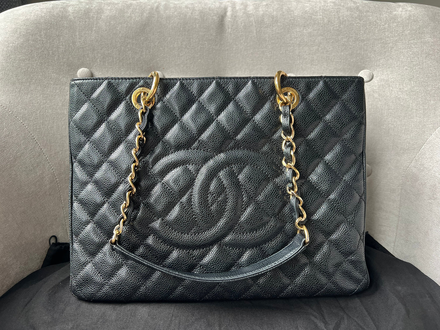 Chanel Black Caviar Grand Shopper Tote Gold Hardware