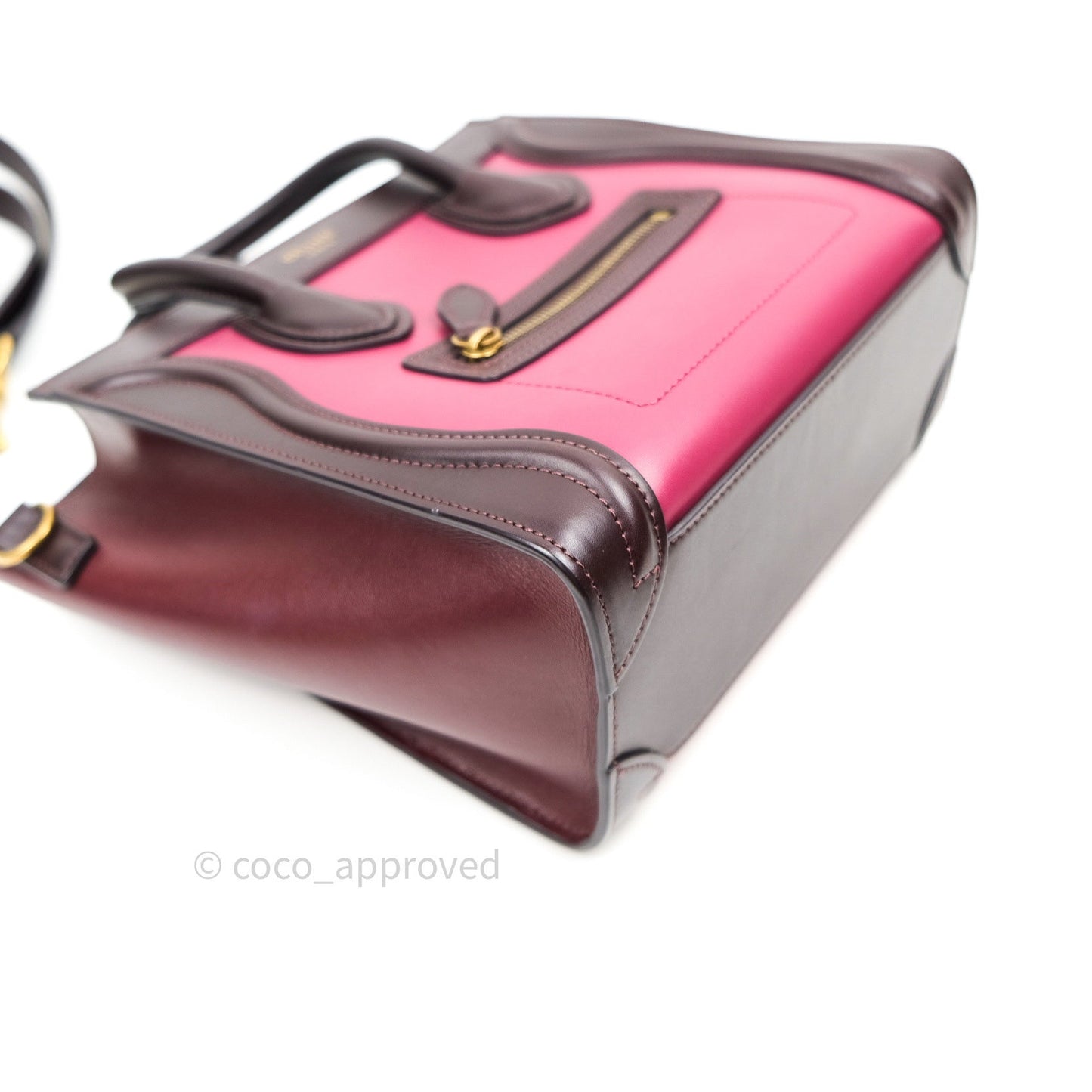 Celine Tri Color Dark Red/Pink/Brown Nano Luggage Tote