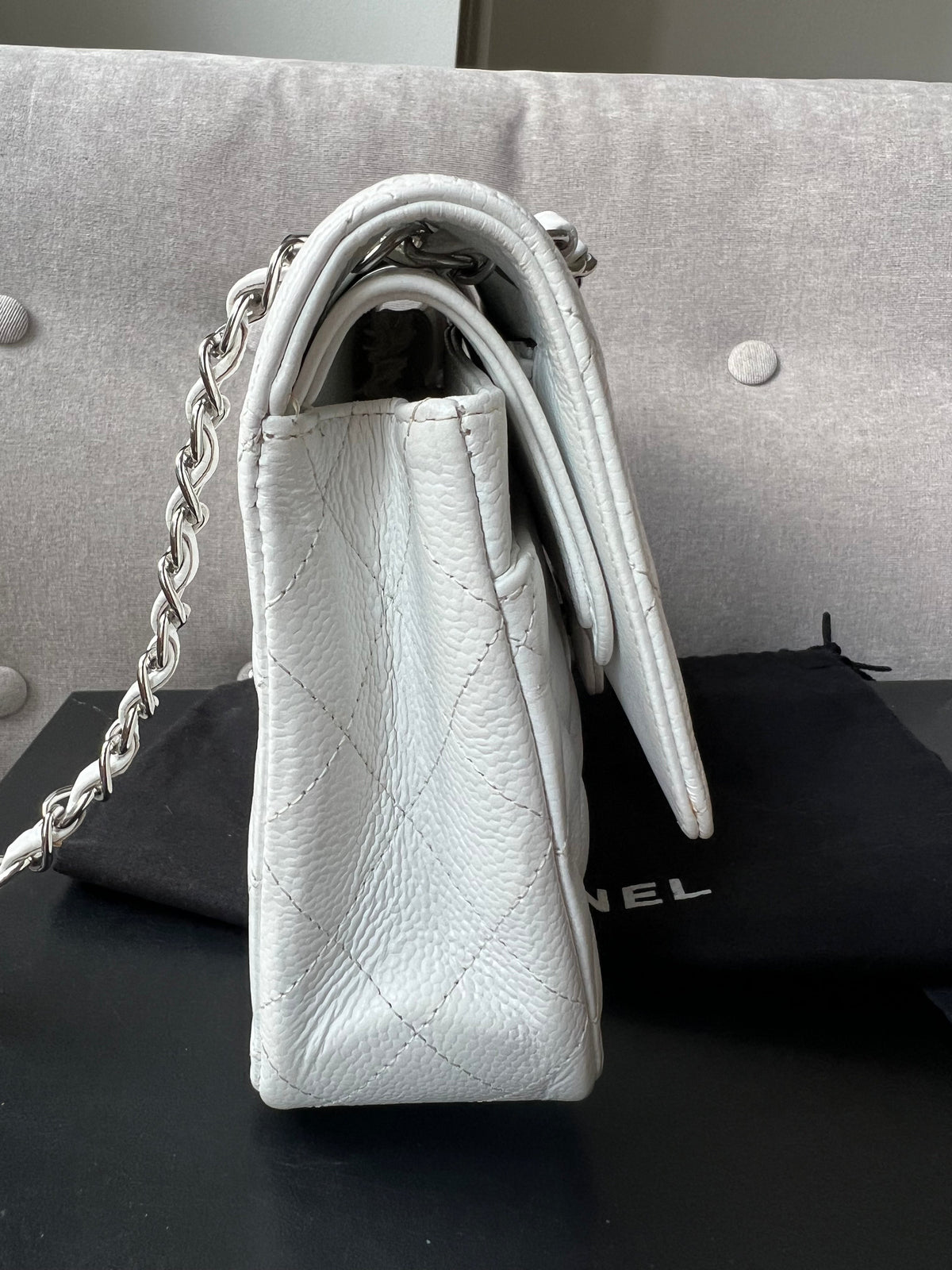 Chanel Medium Classic Flap in White Caviar
