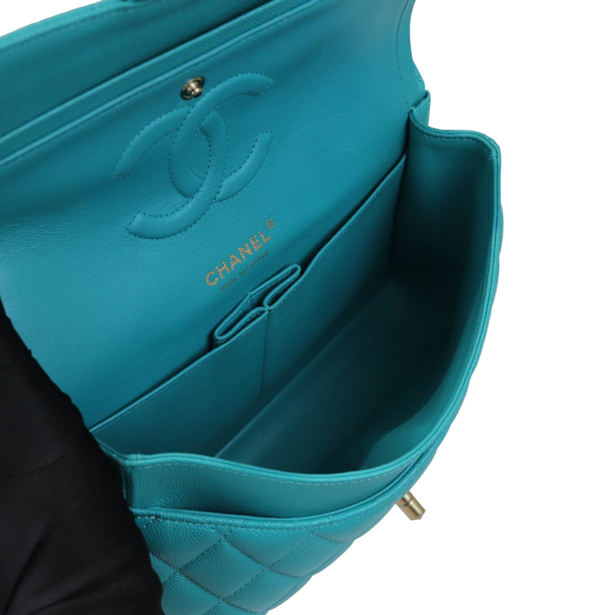 Classic Double Flap Caviar Medium Teal LGHW