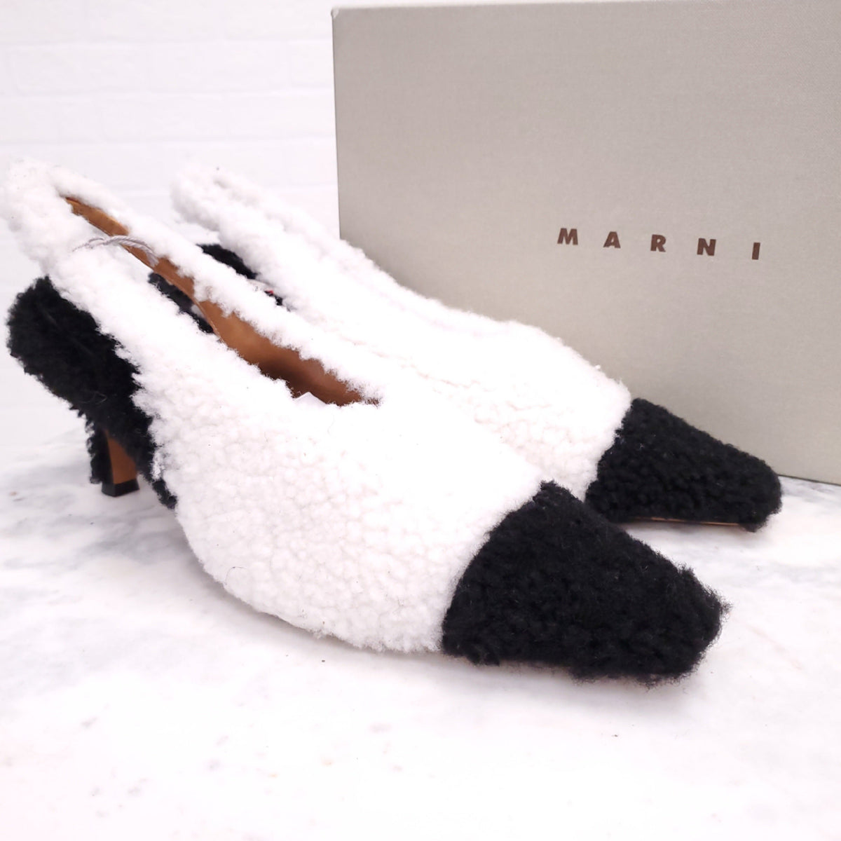 MARNI FAUX FUR HEELS - SIZE 41 ($1,000)