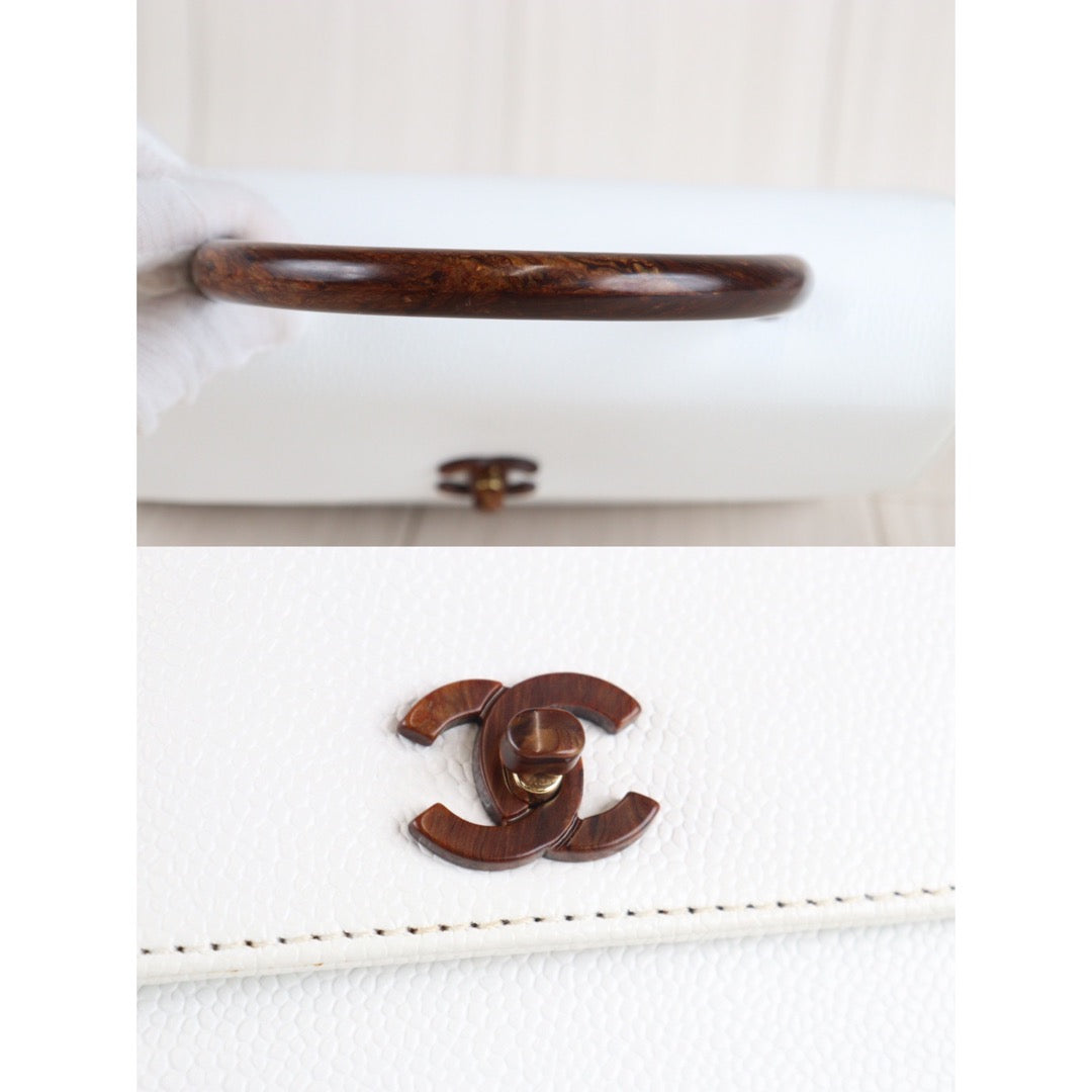 Rank A ｜ CHANEL Caviar Skin Leather Pear blossom wood HandBag White｜23062620