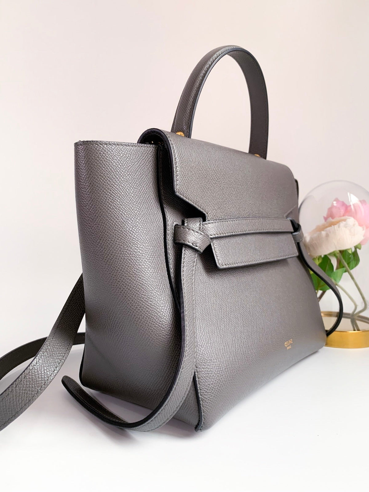 Celine Baby Grained Calfskin Micro Belt Bag Grey
