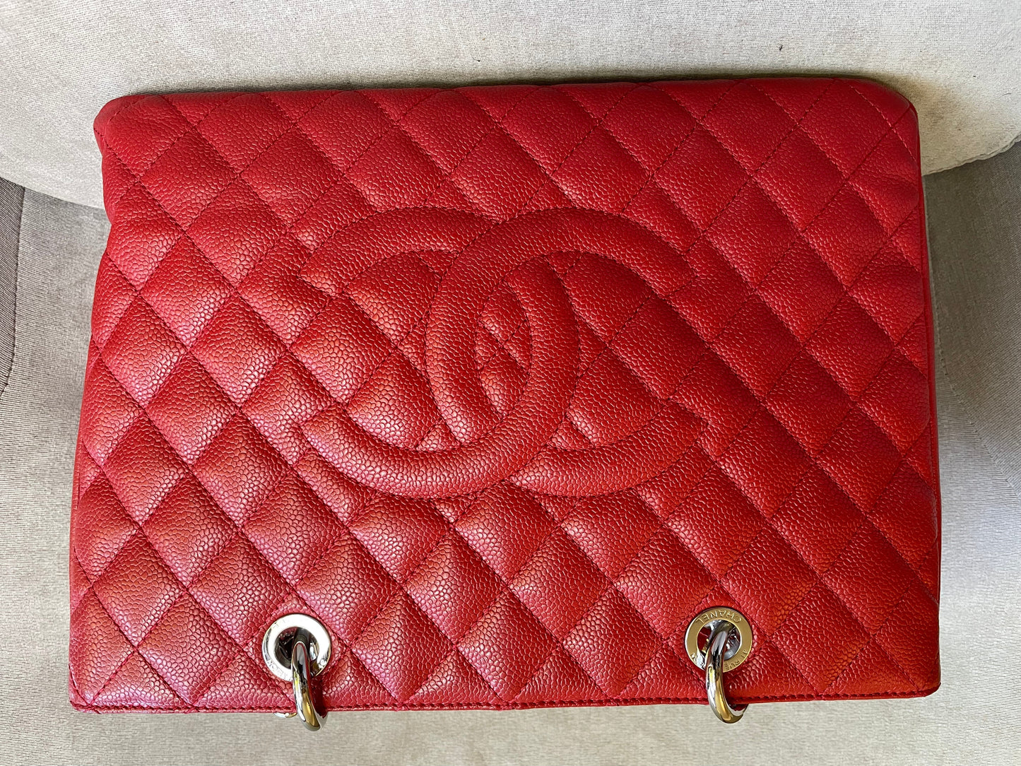 Chanel Red Caviar Grand Shopper Tote