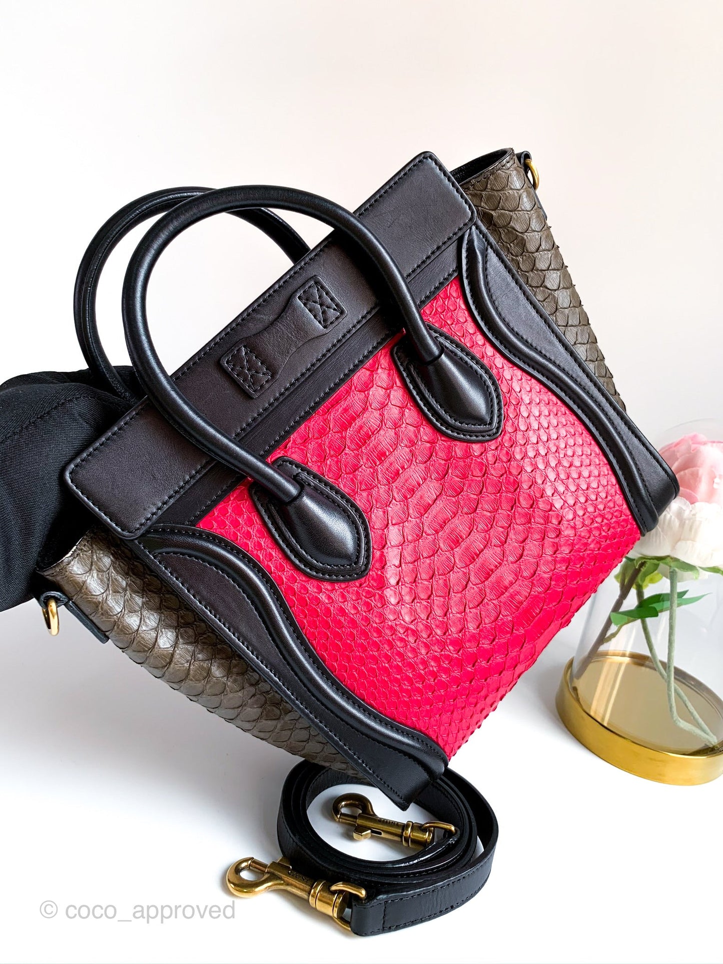 Celine Tri Color Python and Leather Nano Luggage Tote