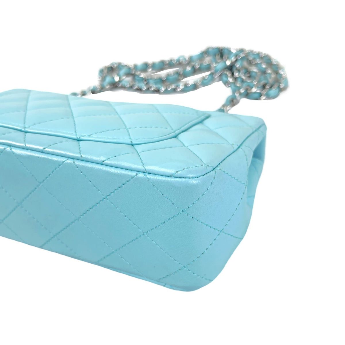 Mini Rectangal Flap Lambskin Blue SHW
