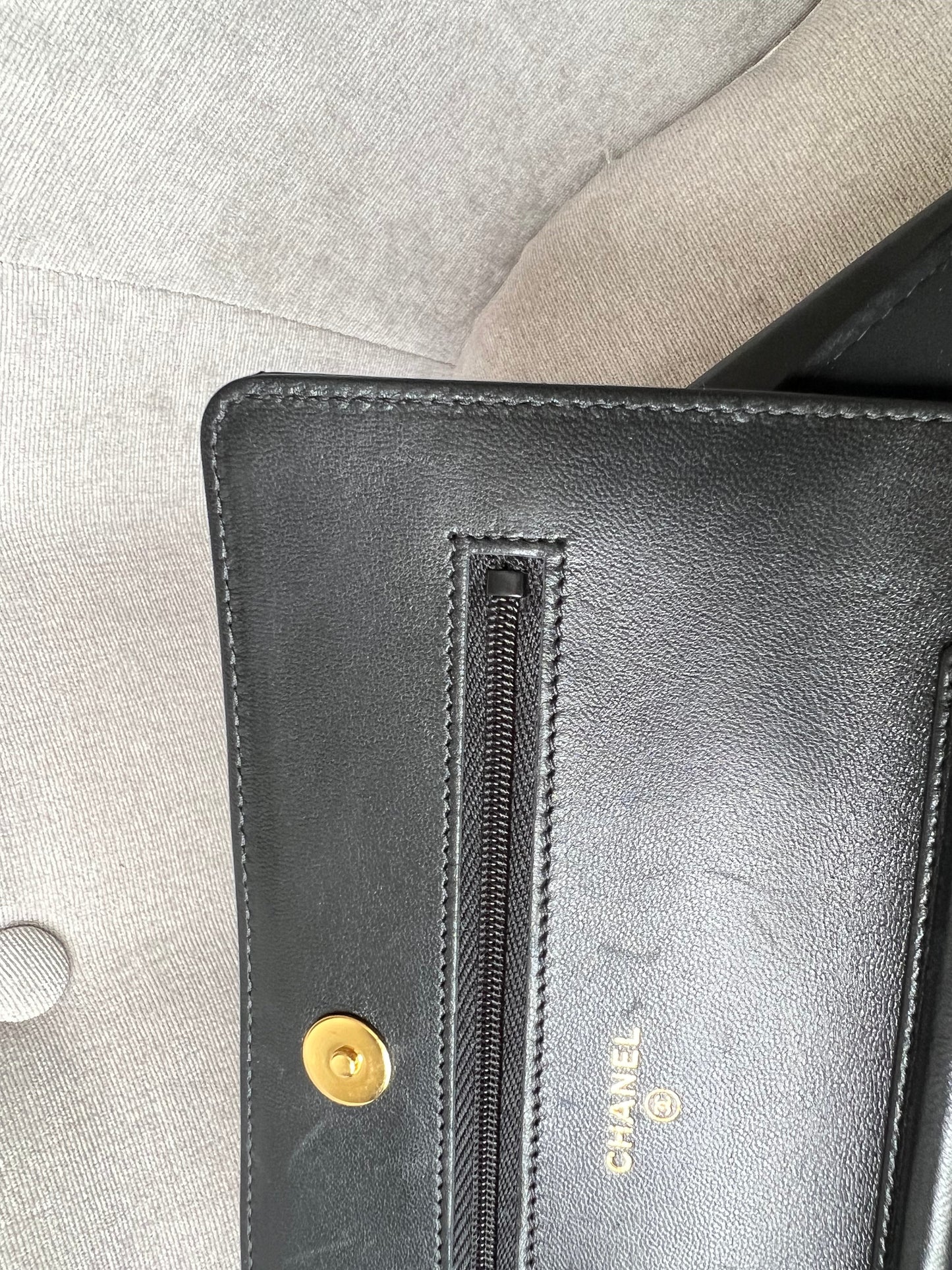 Chanel Black Lambskin Wallet on Chain with gold hardware