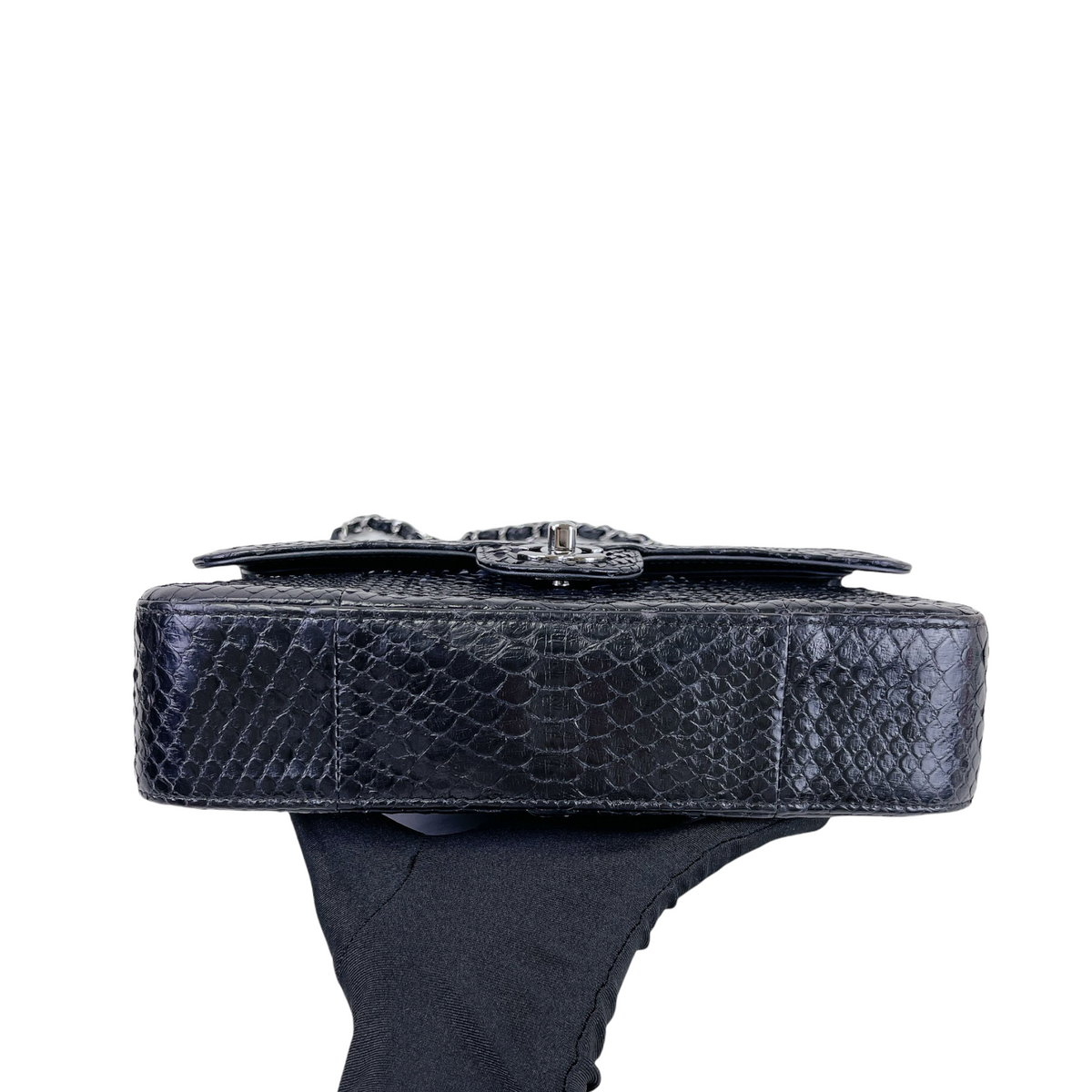 Classic Flap Medium Bag Python Black SHW
