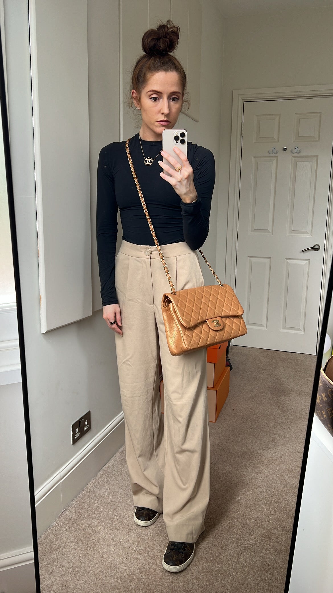 Chanel Jumbo Double Flap in Gold Caviar