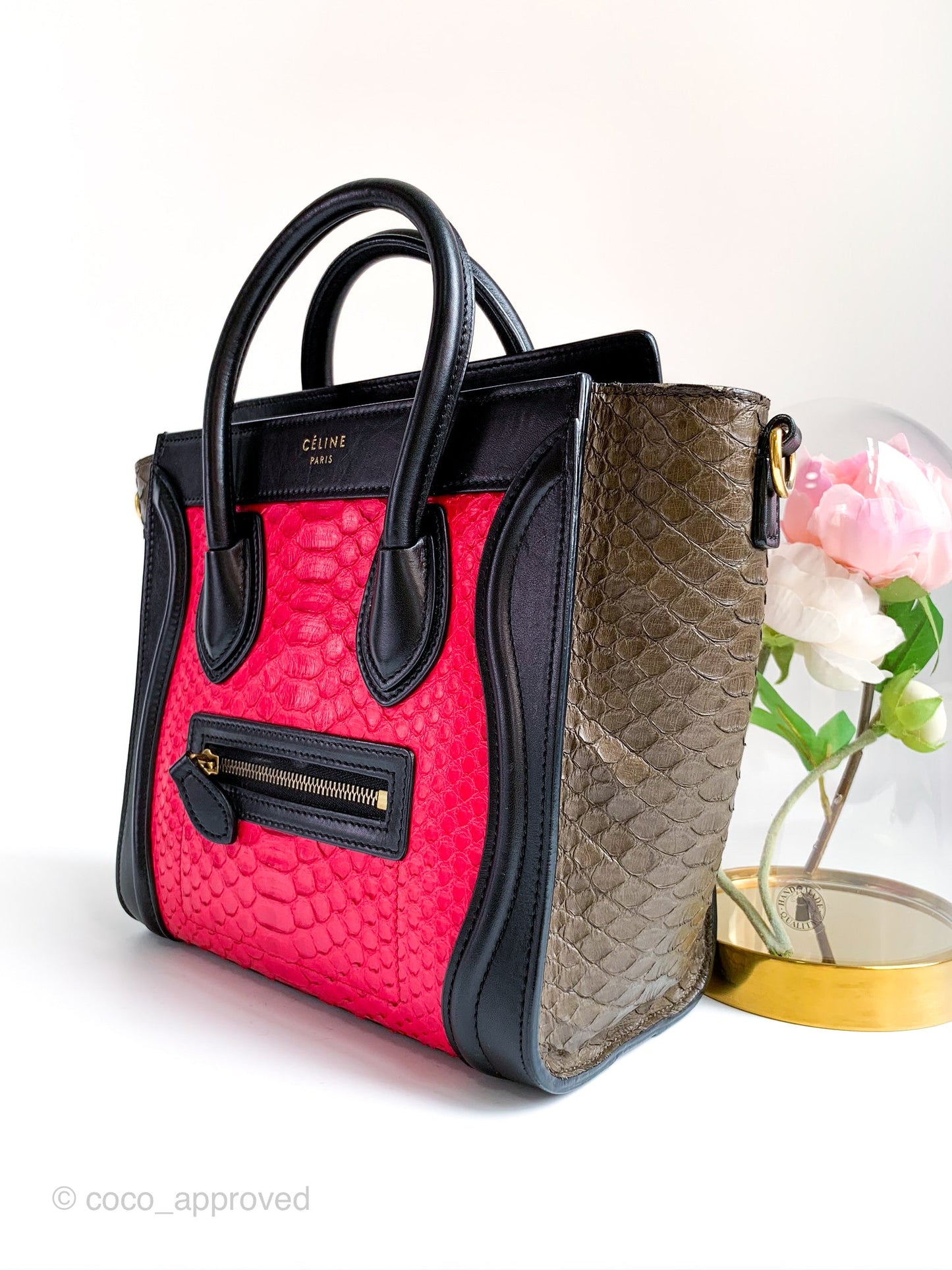 Celine Tri Color Python and Leather Nano Luggage Tote