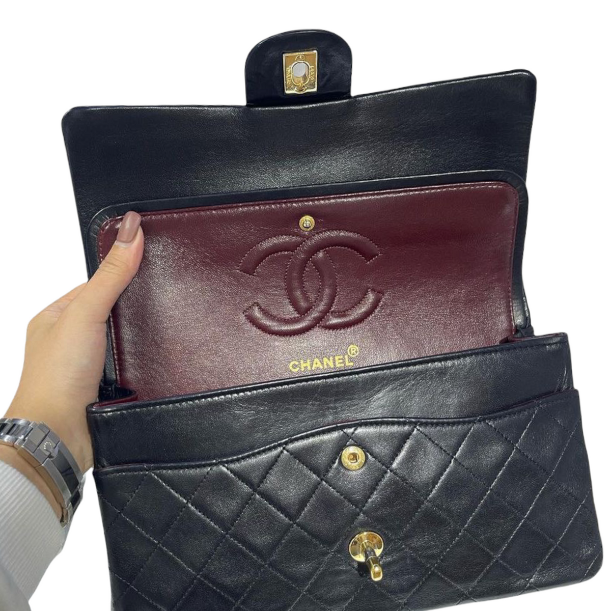 Vintage Classic Double Flap Lambskin Medium Black GHW