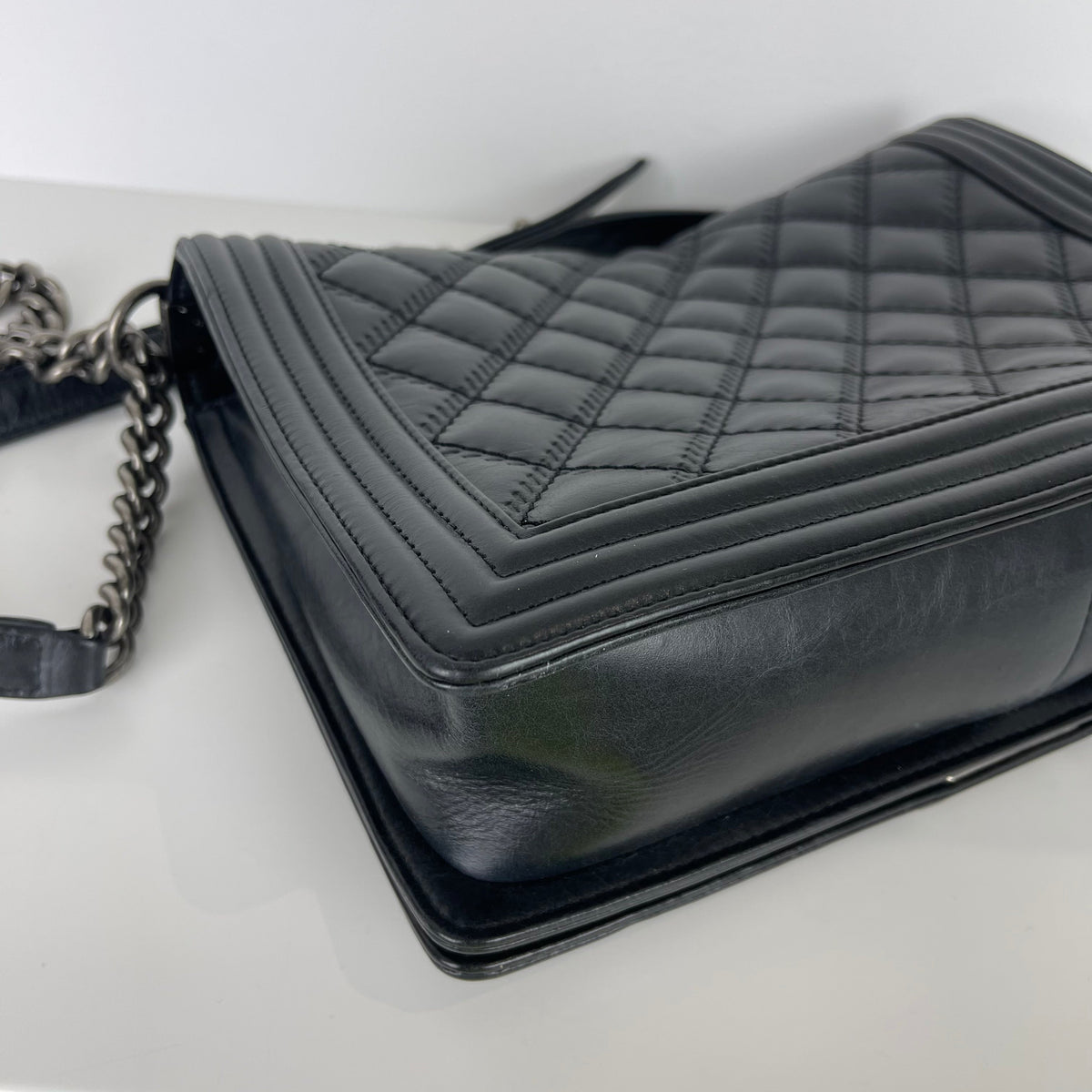 Large Le Boy Quilted Calfskin Black RHW