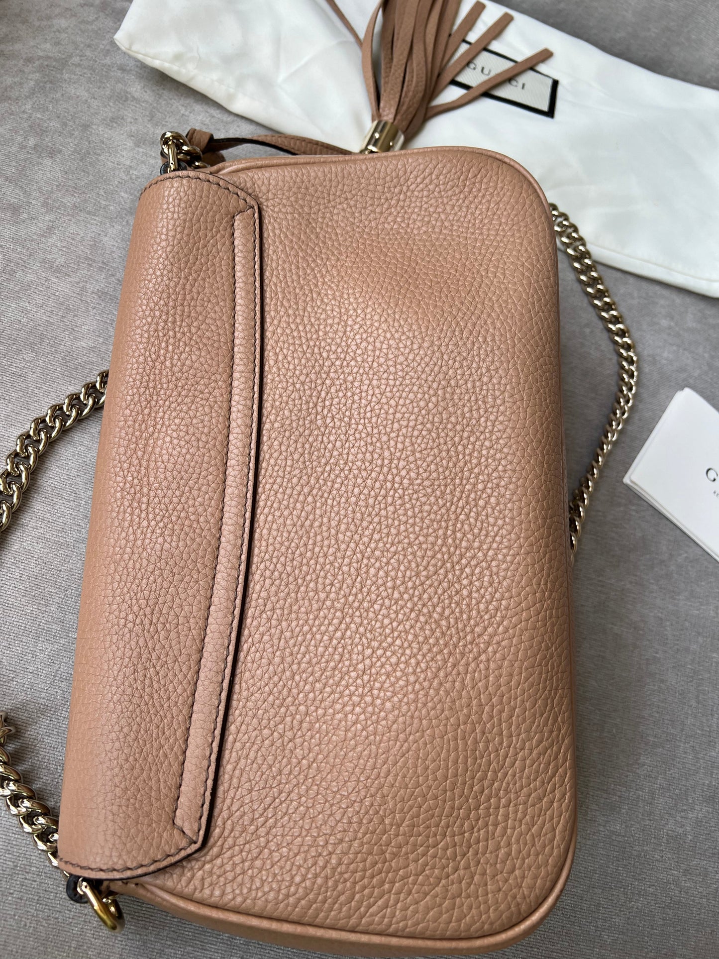 Gucci Rose Beige Soho Disco Crossbody Flap Bag