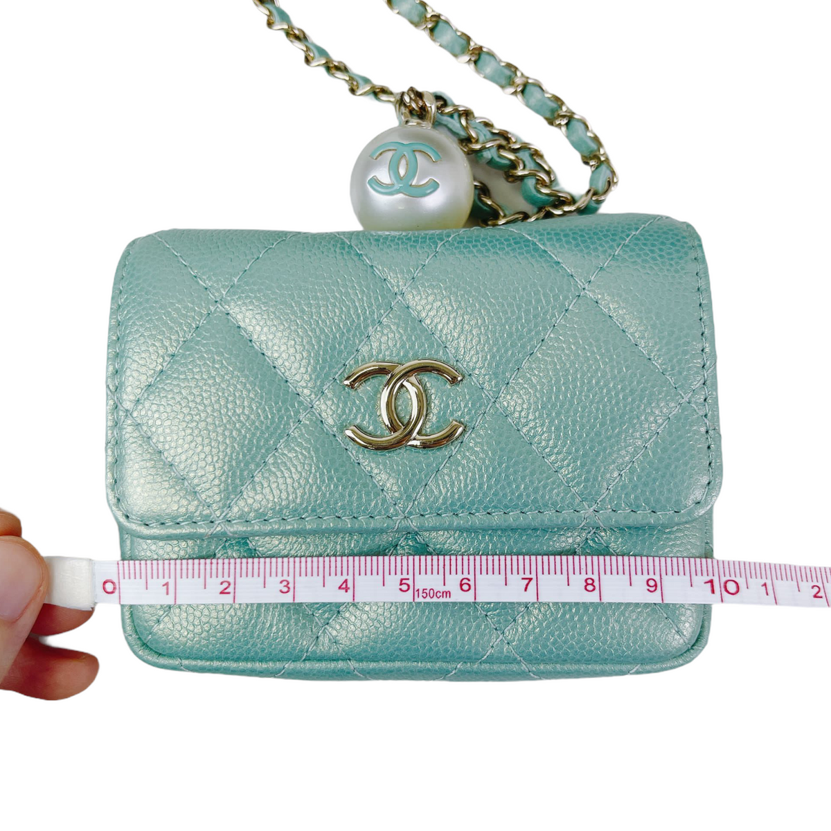 Caviar Quilted Pearl  Holder Caviar Blue GHW