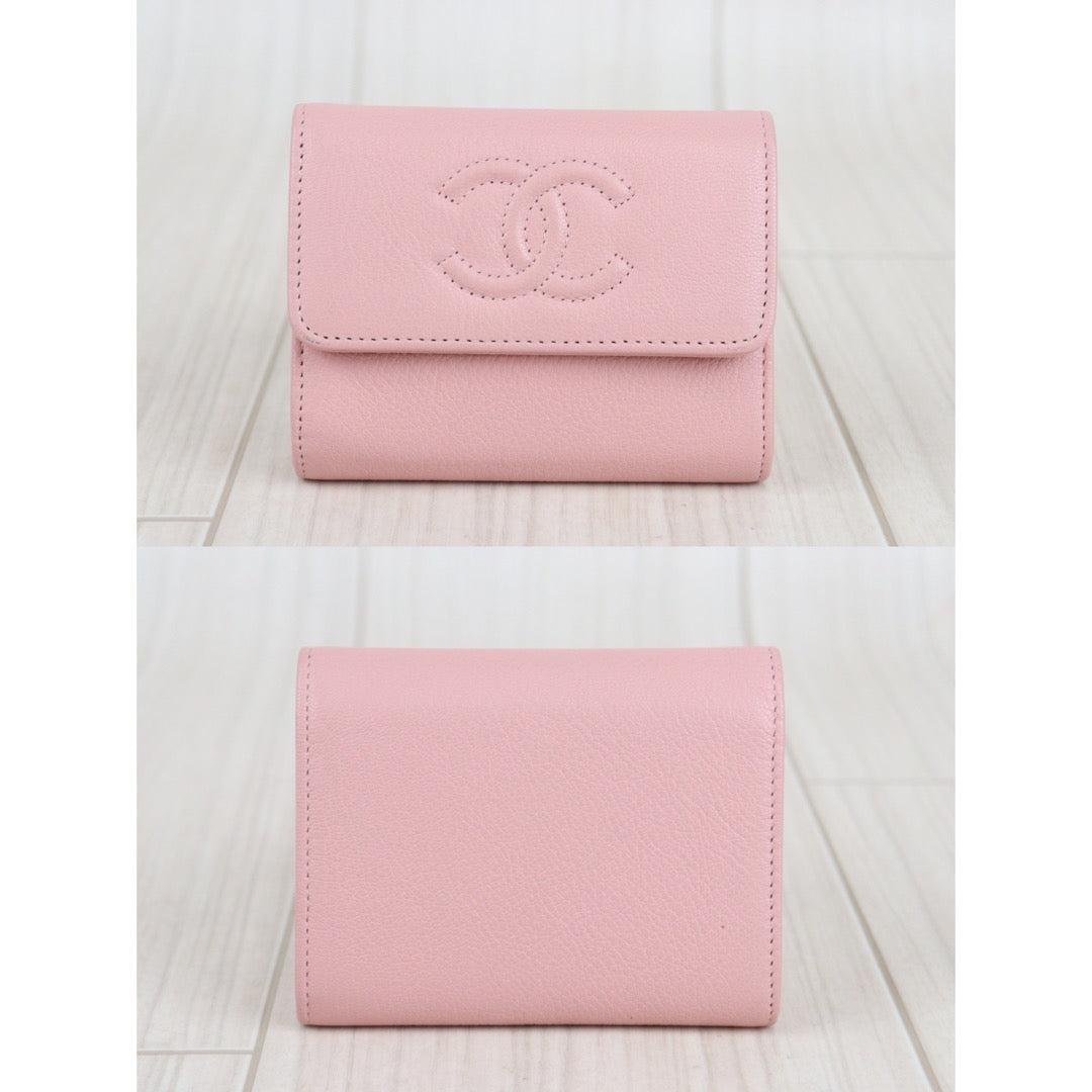 Rank A ｜Chanel Calf Leather Card Holder Pink｜V23062616