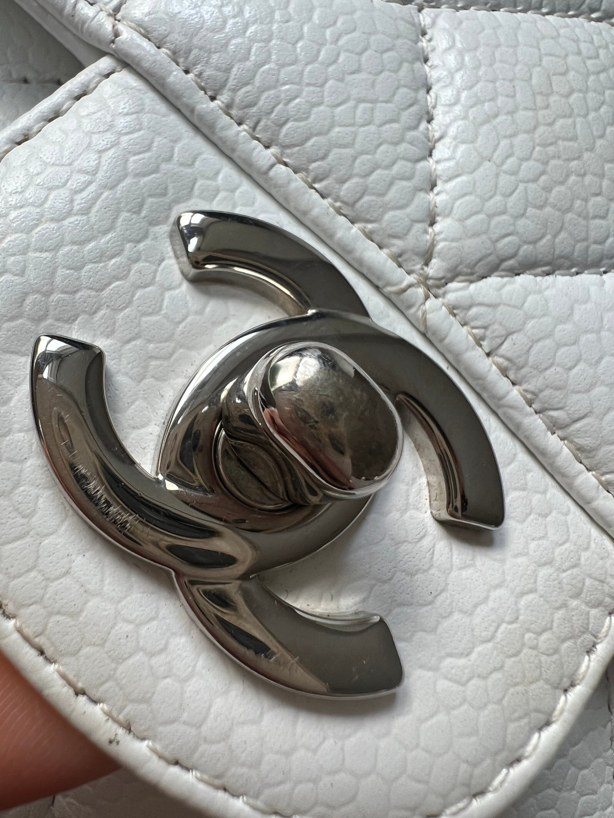 Chanel Medium Classic Flap in White Caviar