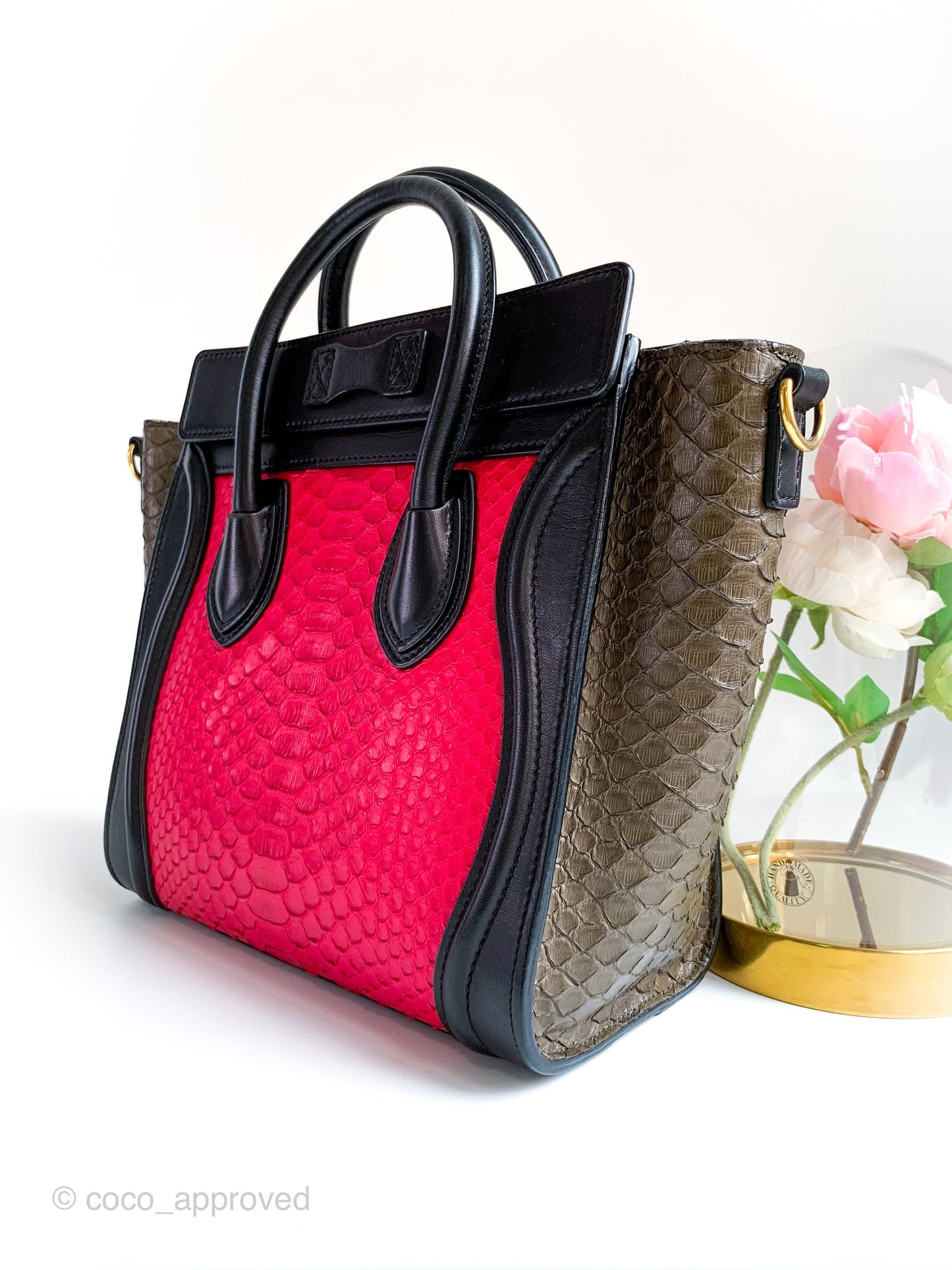 Celine Tri Color Python and Leather Nano Luggage Tote