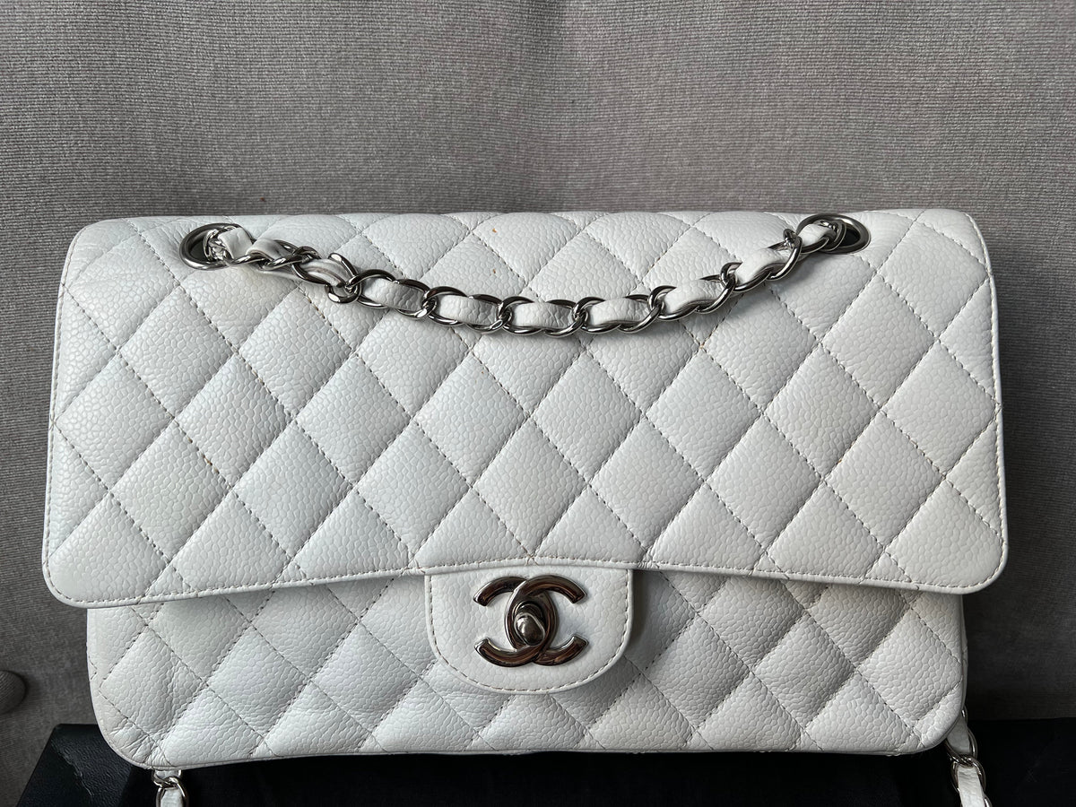 Chanel Medium Classic Flap in White Caviar