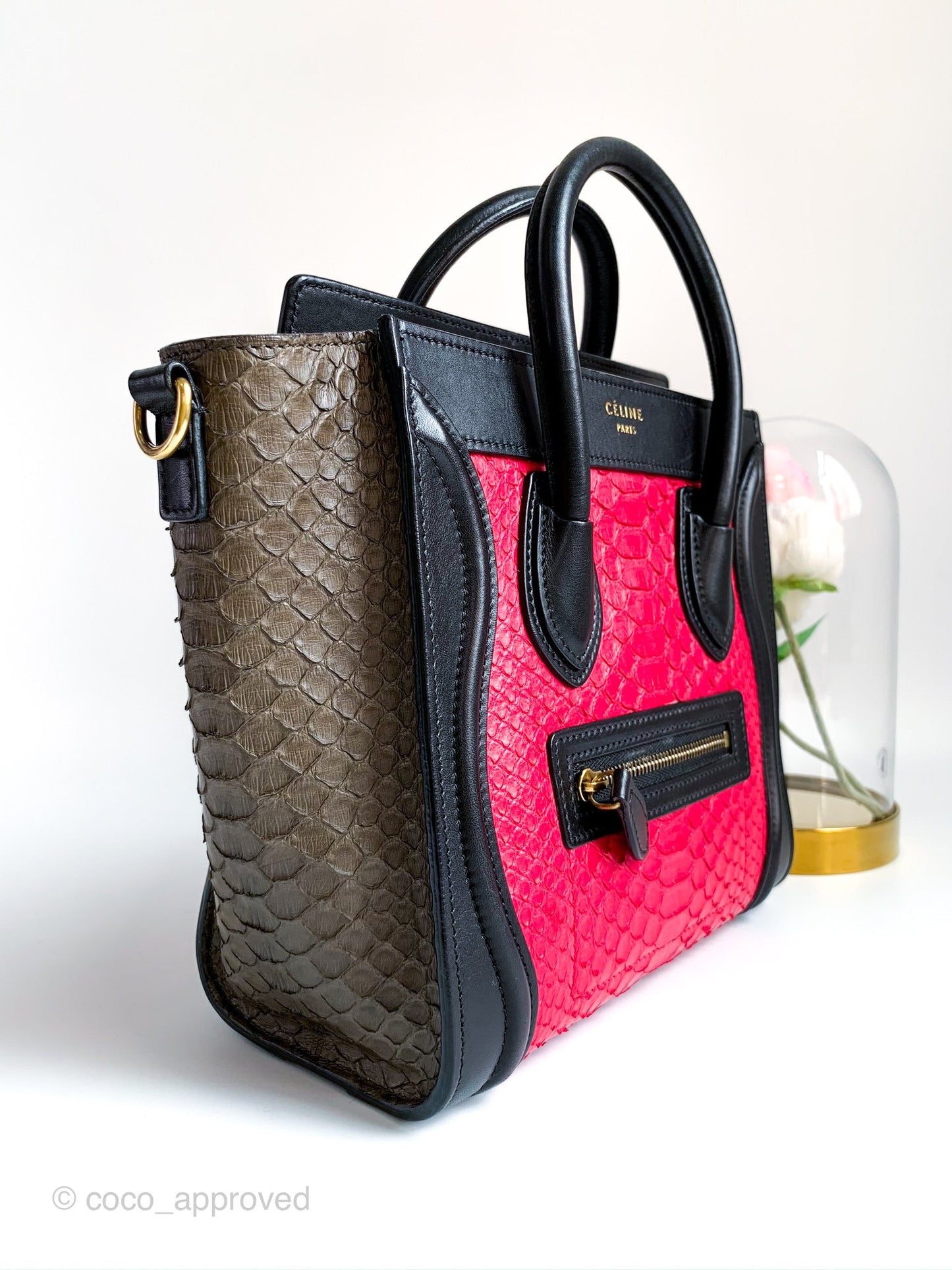 Celine Tri Color Python and Leather Nano Luggage Tote