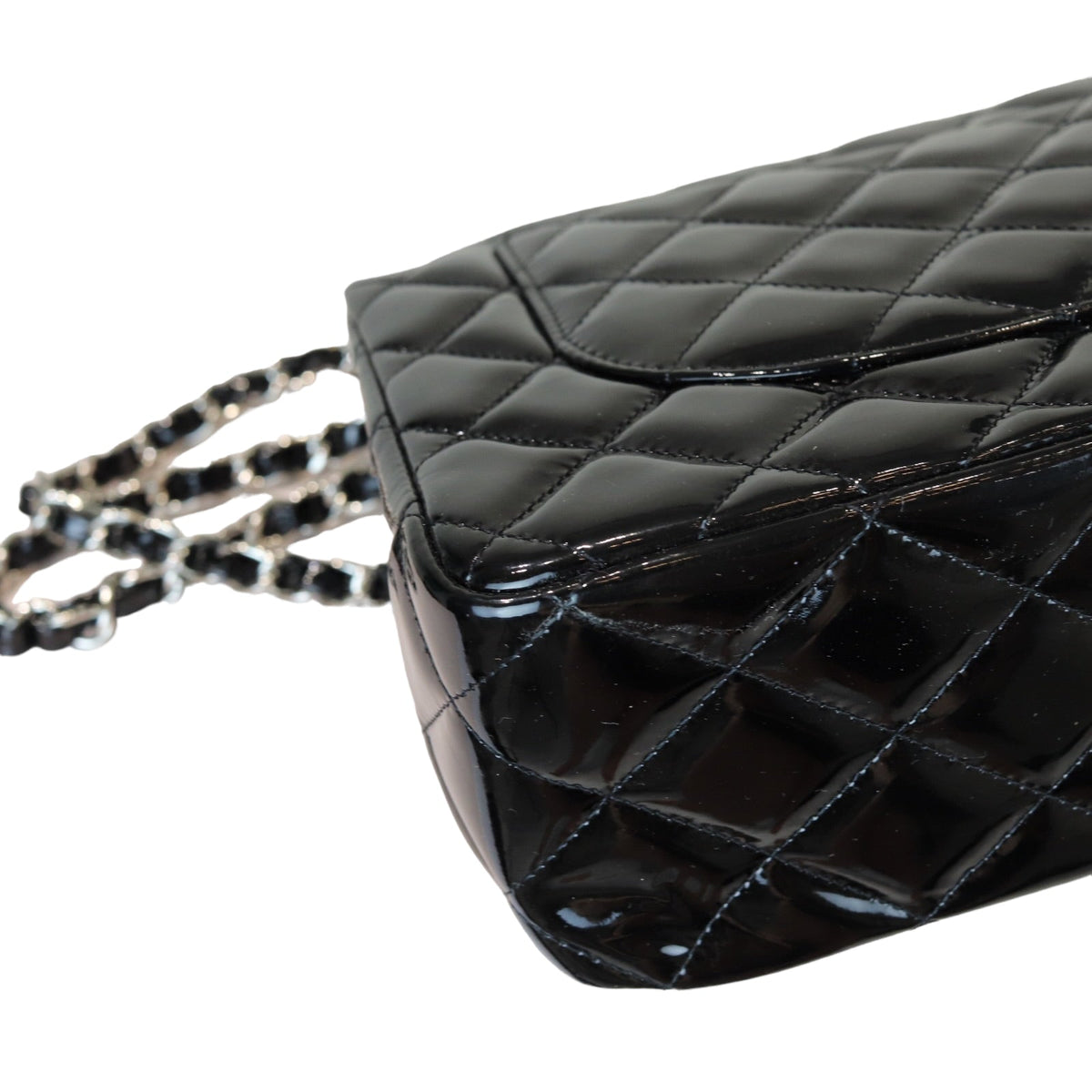 Double Flap Jumbo Quilted Patent Black SHW