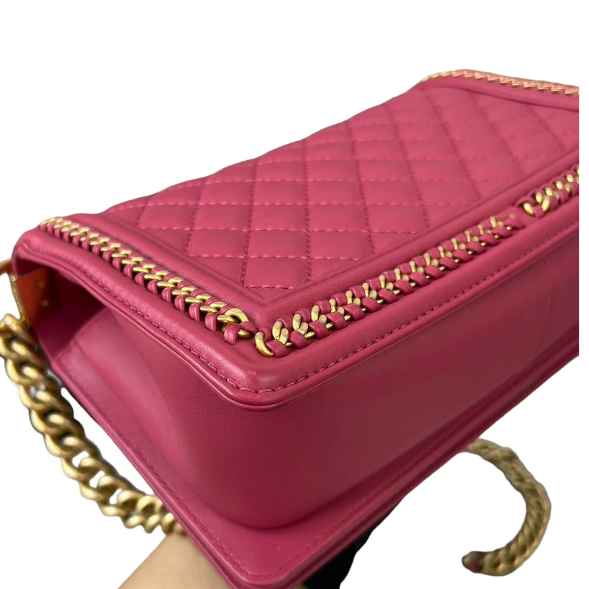 Boy Old Medium Handle Calfskin Pink GHW