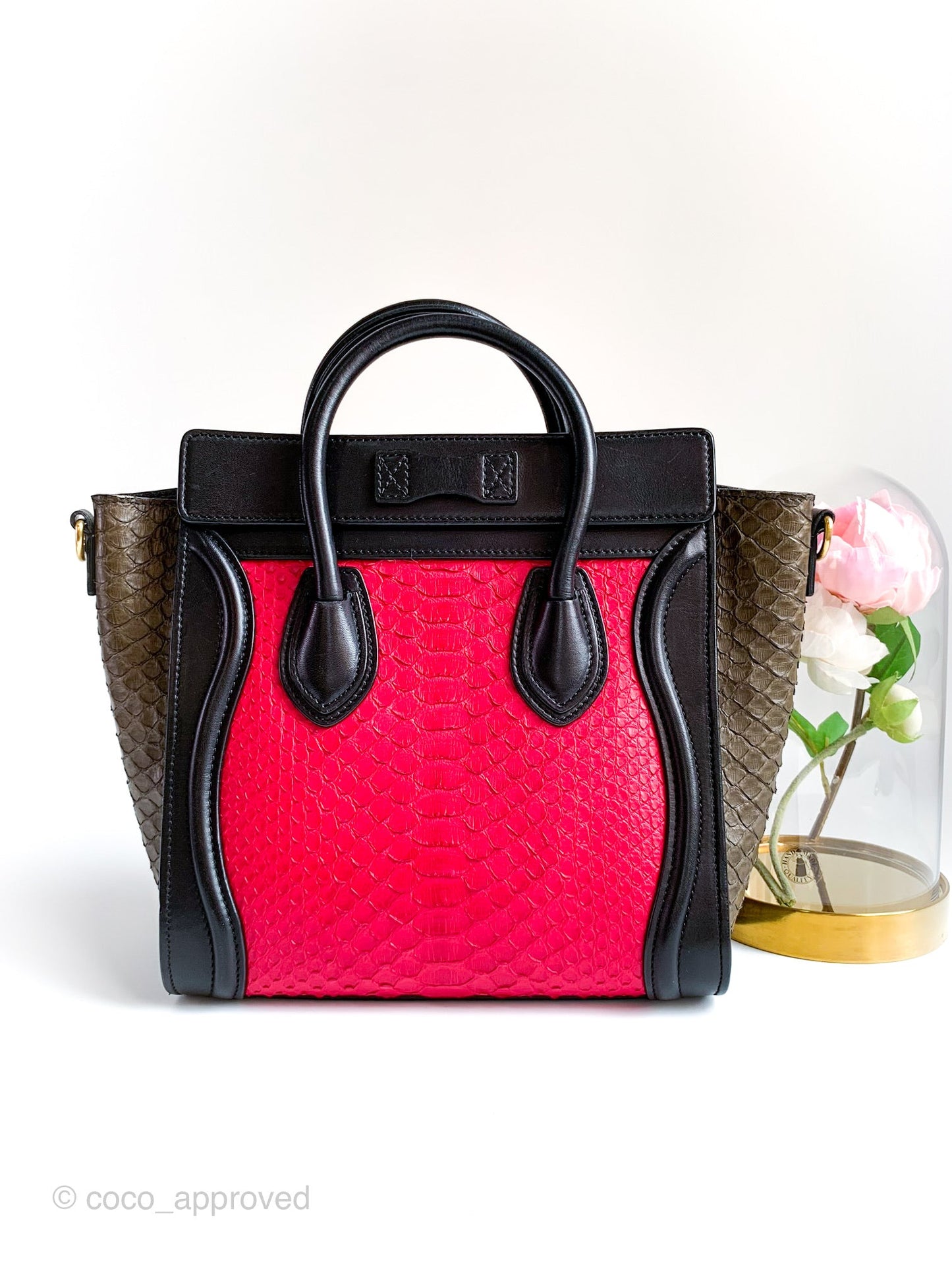 Celine Tri Color Python and Leather Nano Luggage Tote