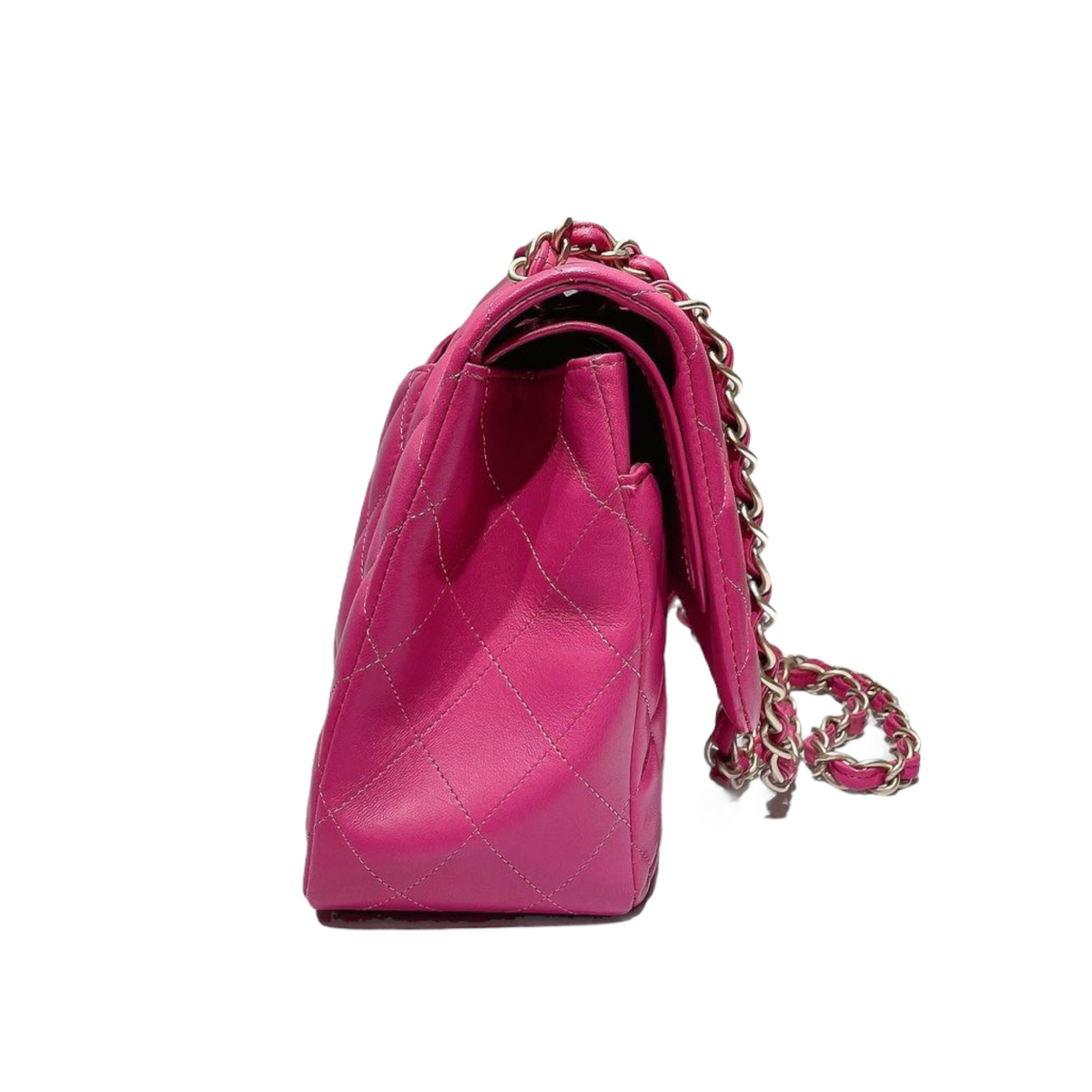 Classic Double Flap Jumbo Lambskin Hot Pink GHW