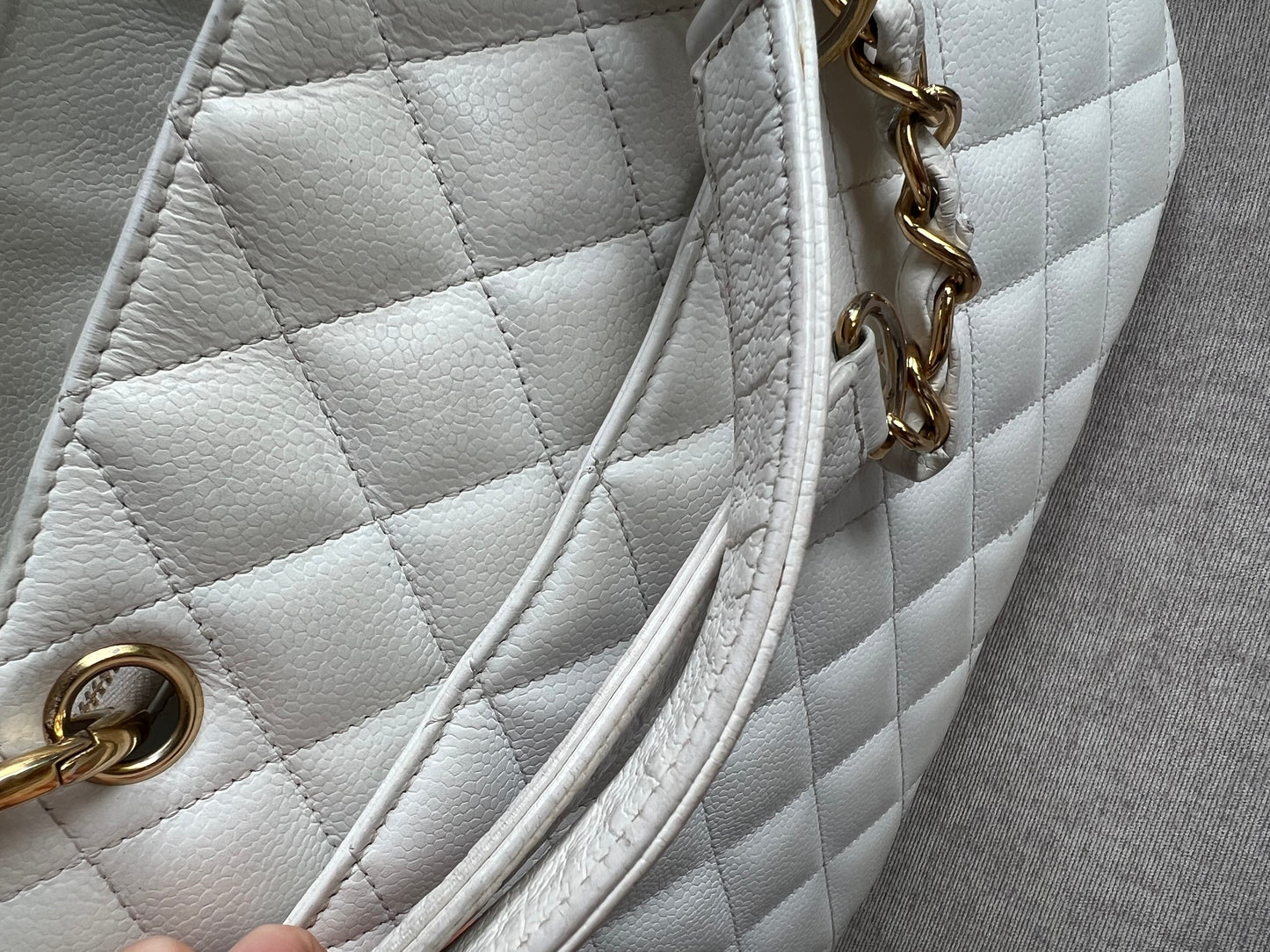 Chanel White Caviar Grand Shopper Tote