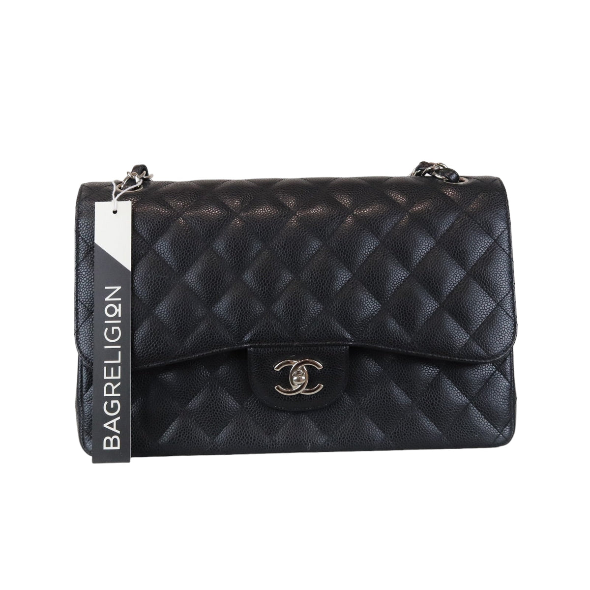 Classic Double Flap Jumbo Black Caviar SHW