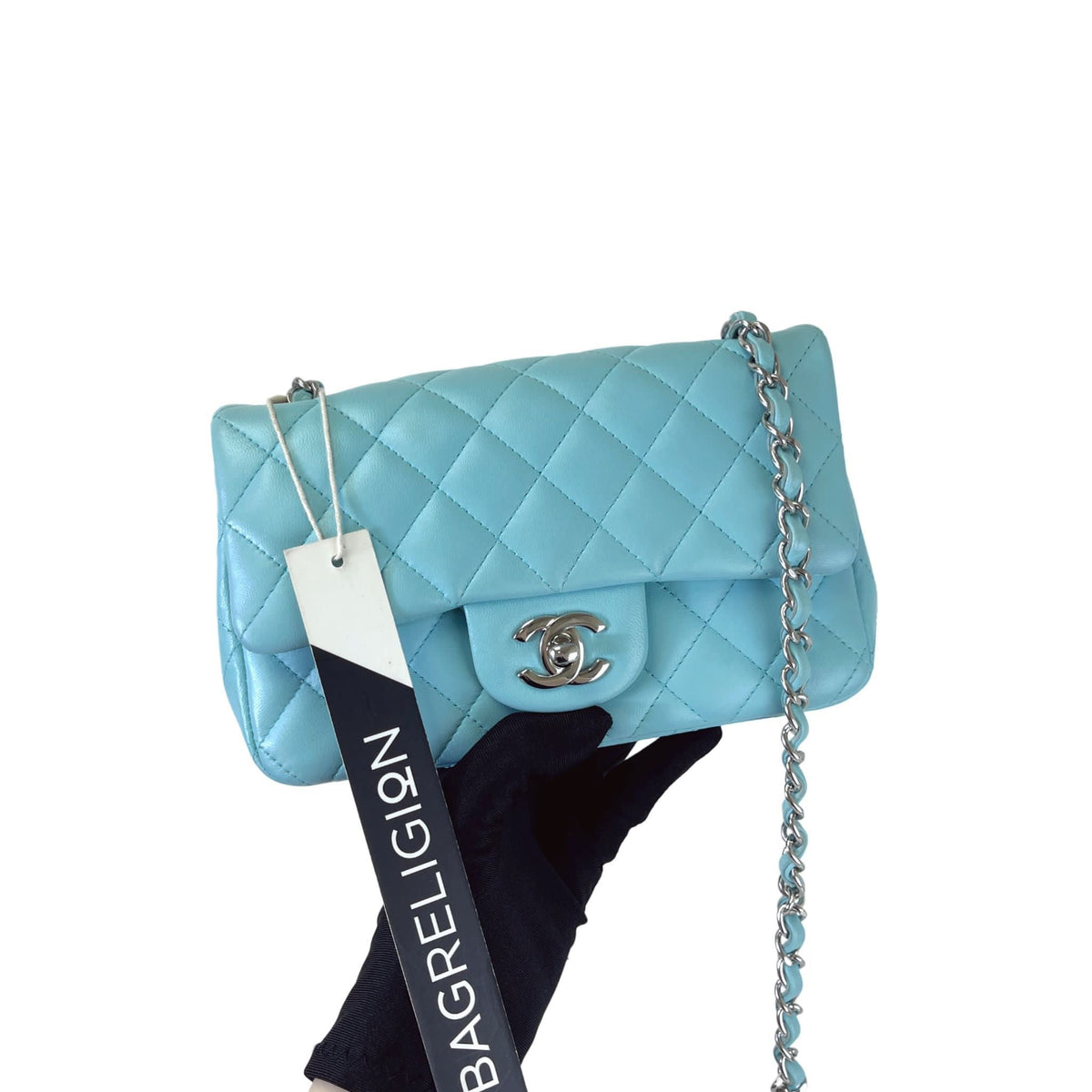 Mini Rectangal Flap Lambskin Blue SHW
