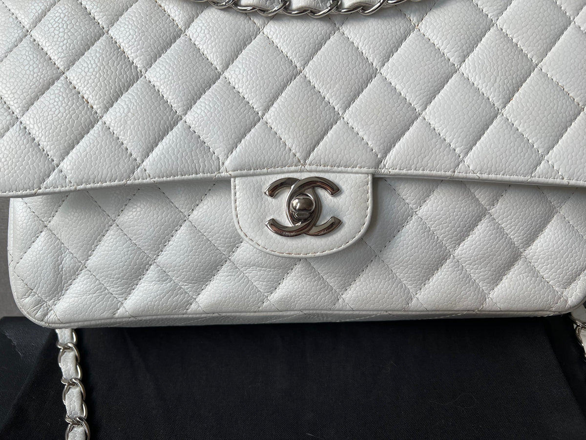 Chanel Medium Classic Flap in White Caviar