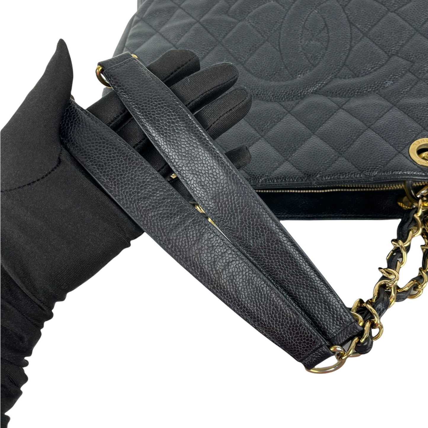 Grand Shopping Tote Caviar Black GHW