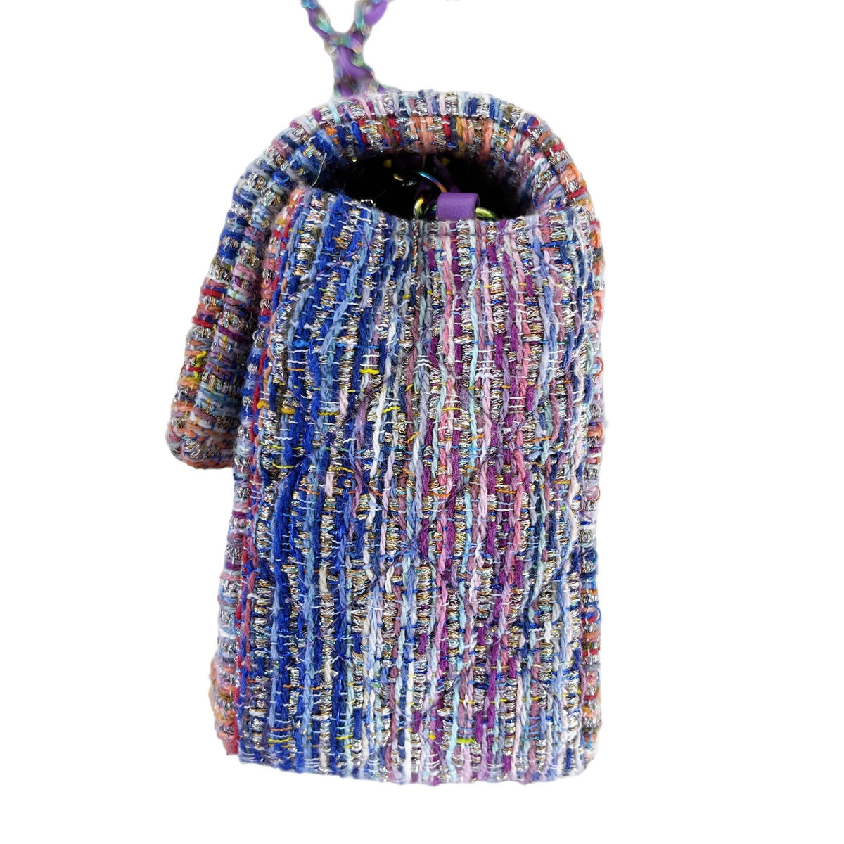 Mini Rectangle Flap Tweed Purple Rainbow Hardware