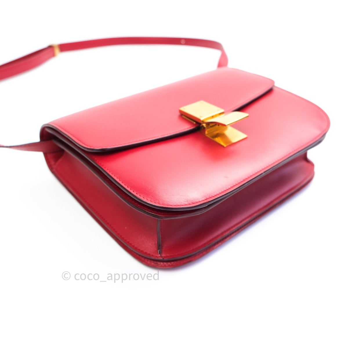 Celine Box Calfskin Medium Classic Box Flap Red