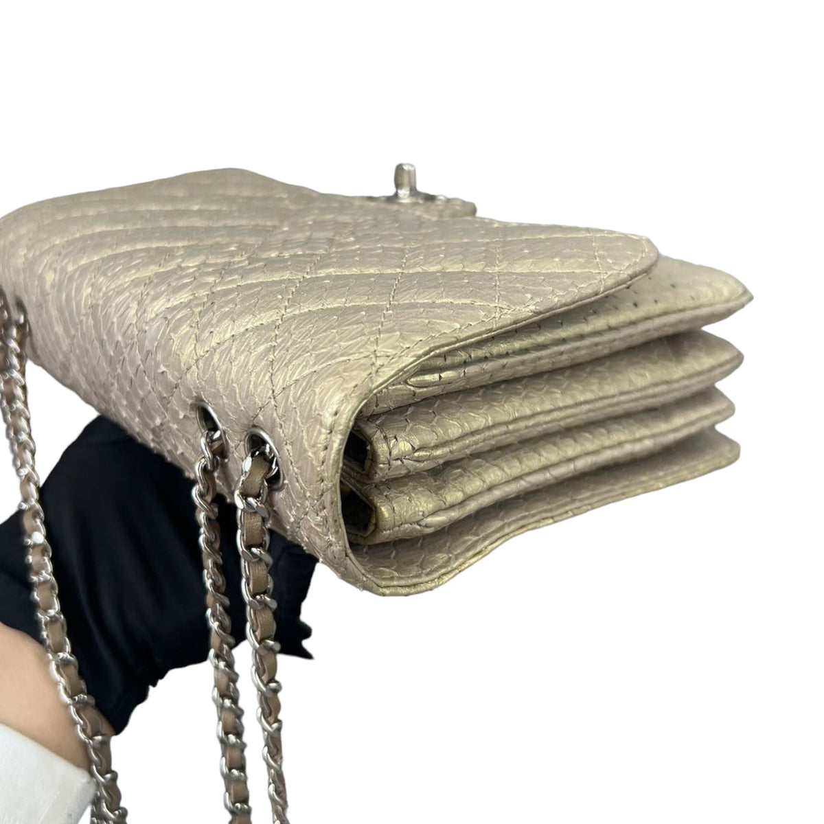 3 Accordion Flap Python Beige SHW