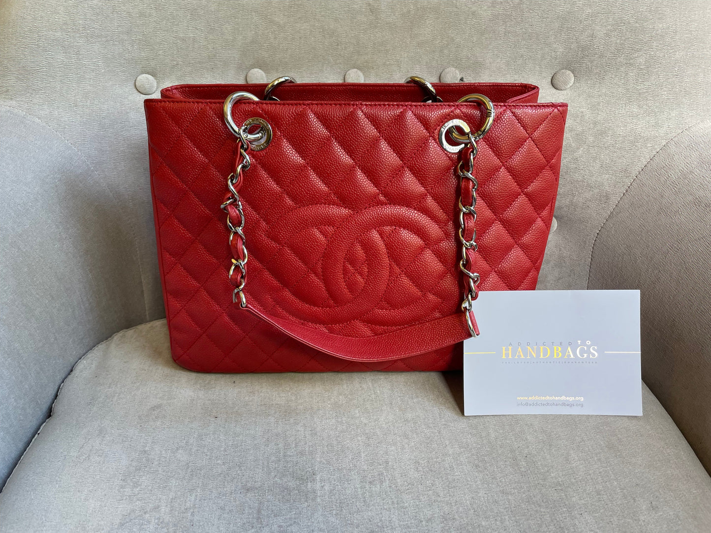Chanel Red Caviar Grand Shopper Tote