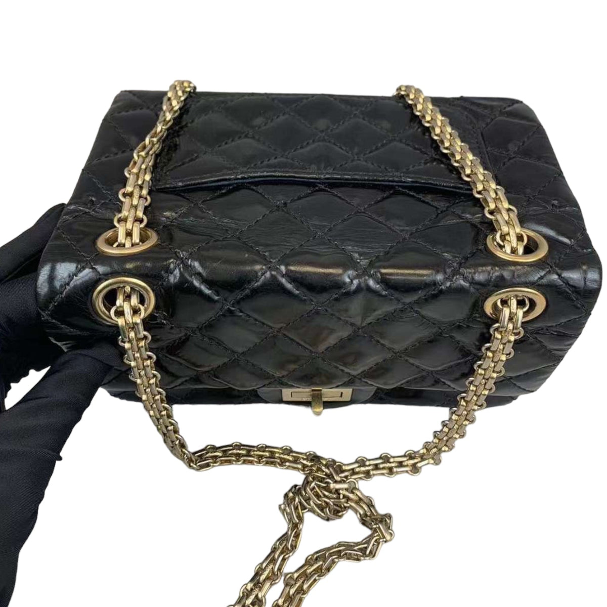 Mini Reissue Aged Calfskin Calfskin Black GHW